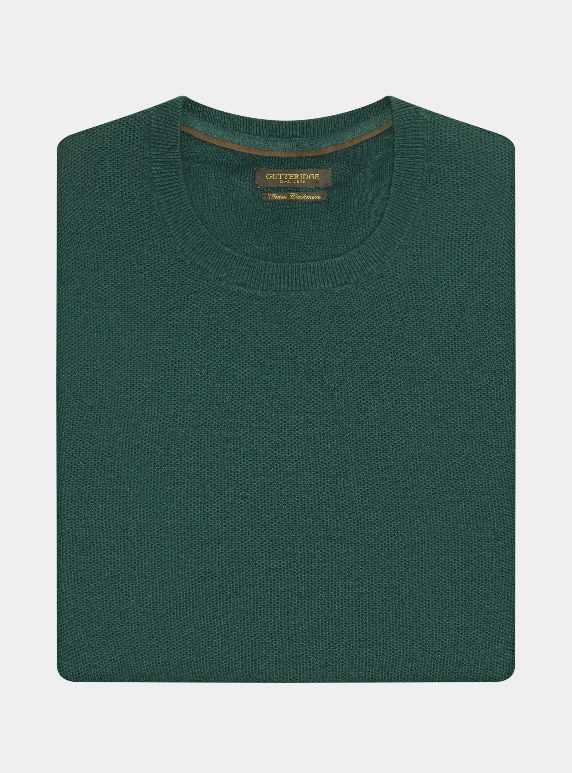 Maglia girocollo nido d'ape in cotone cashmere, VERDE