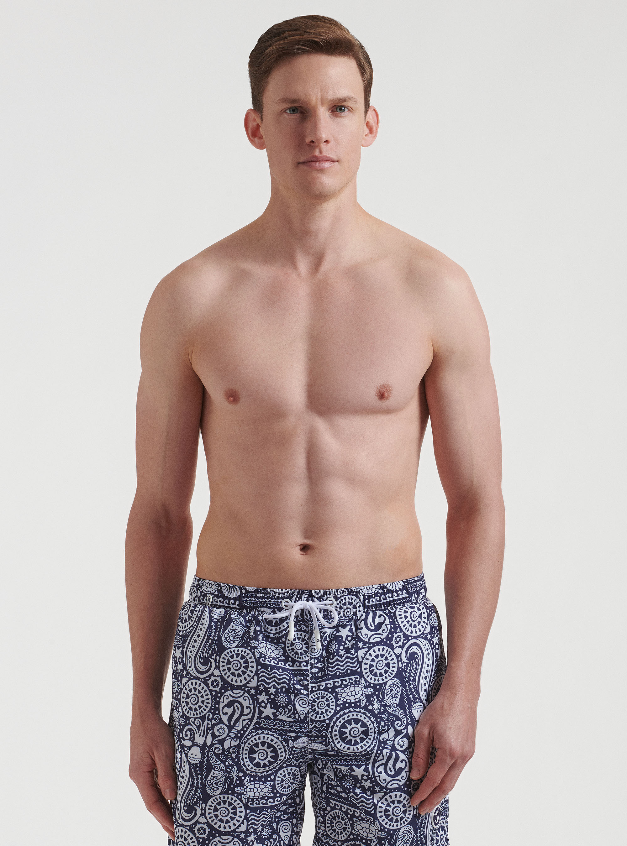 Maillot de bain &agrave; motifs marins, BLEU MARINE