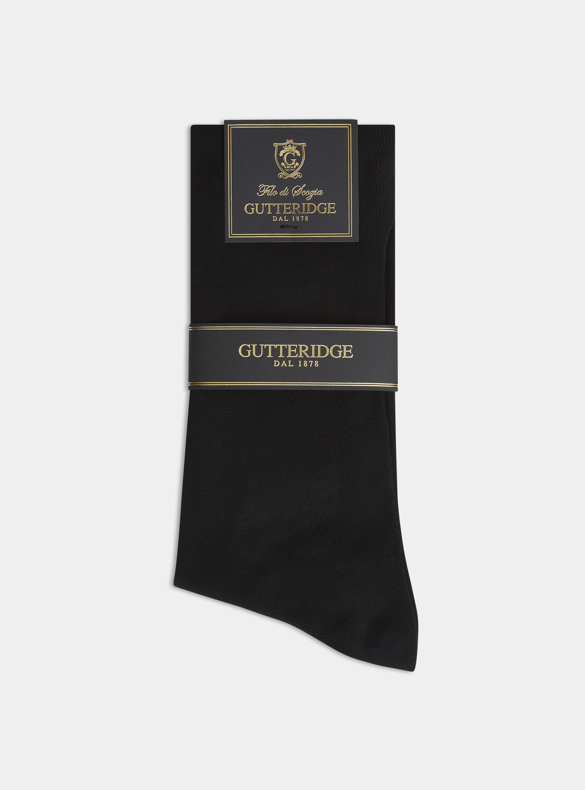 Plain long socks in lisle, BLACK