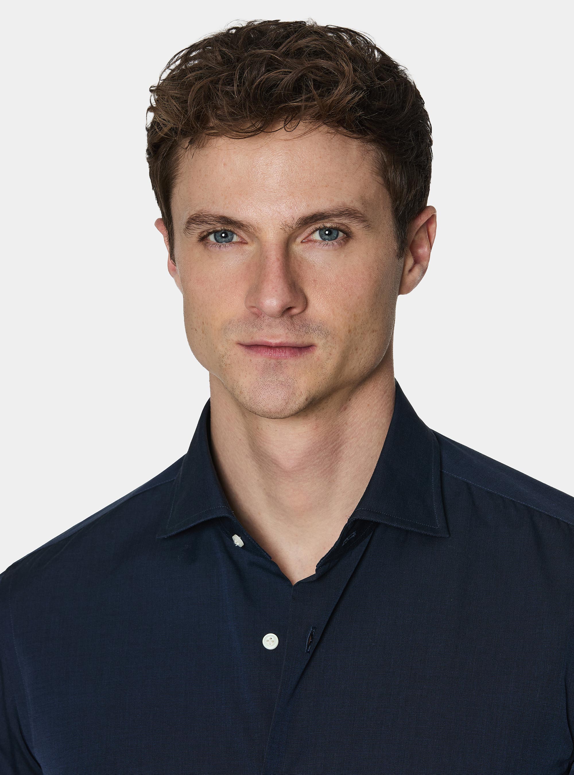 Baumwollhemd fil a fil, NAVY 0218C