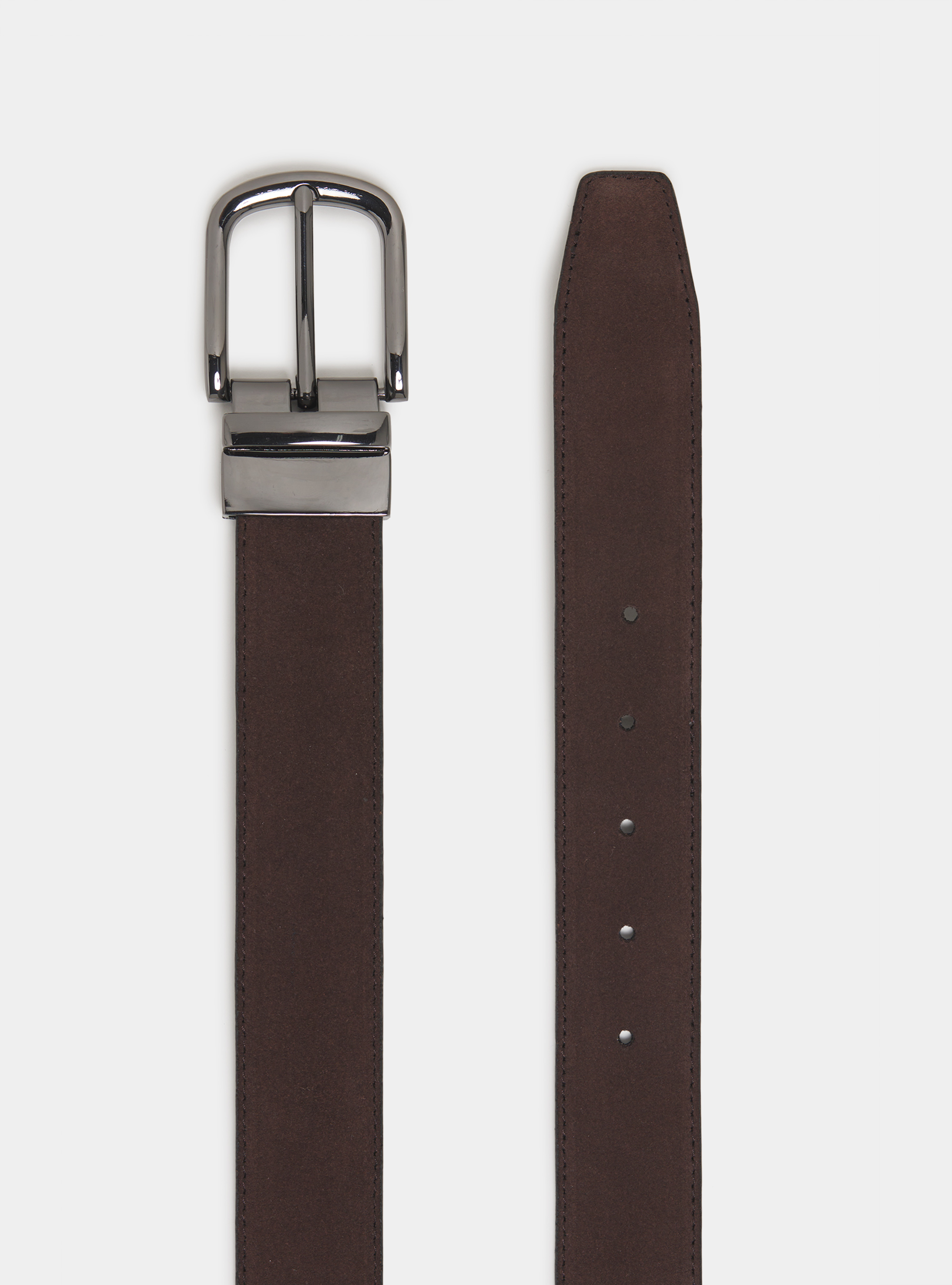 Cintura reversibile in suede, MARRONE