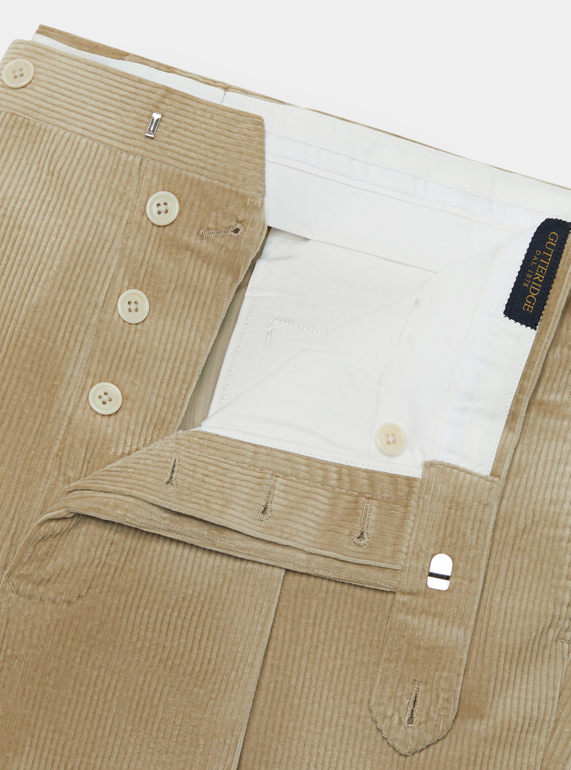 Pantaloni con pince in velluto Duca Visconti di Modrone, SABBIA