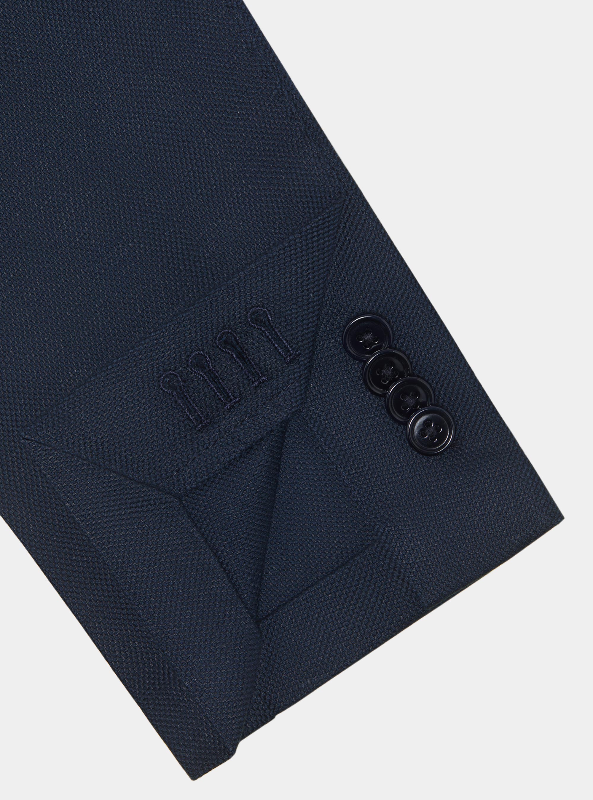 Giacca hopsack in cotone e lino, BLU NAVY