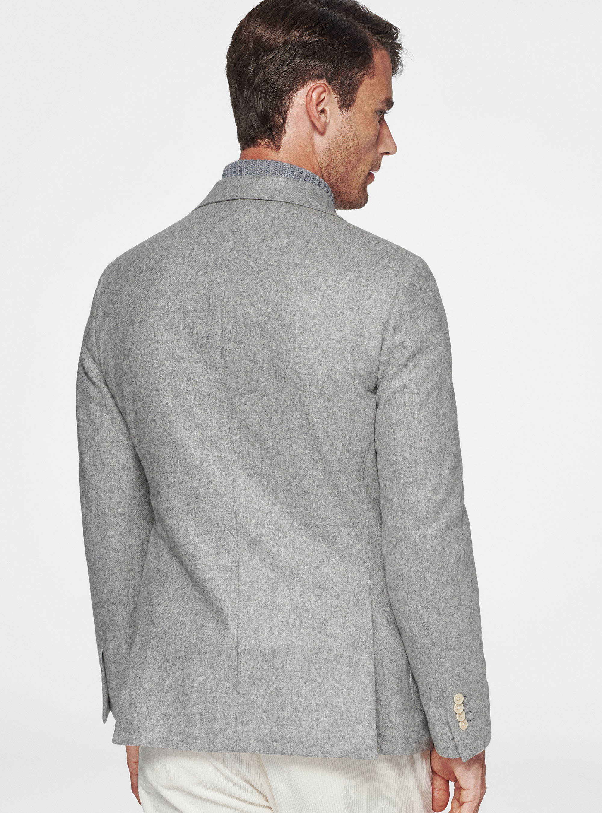 Giacca doppiopetto in flanella Duemilagori, GRIGIO CHIARO MELANGE