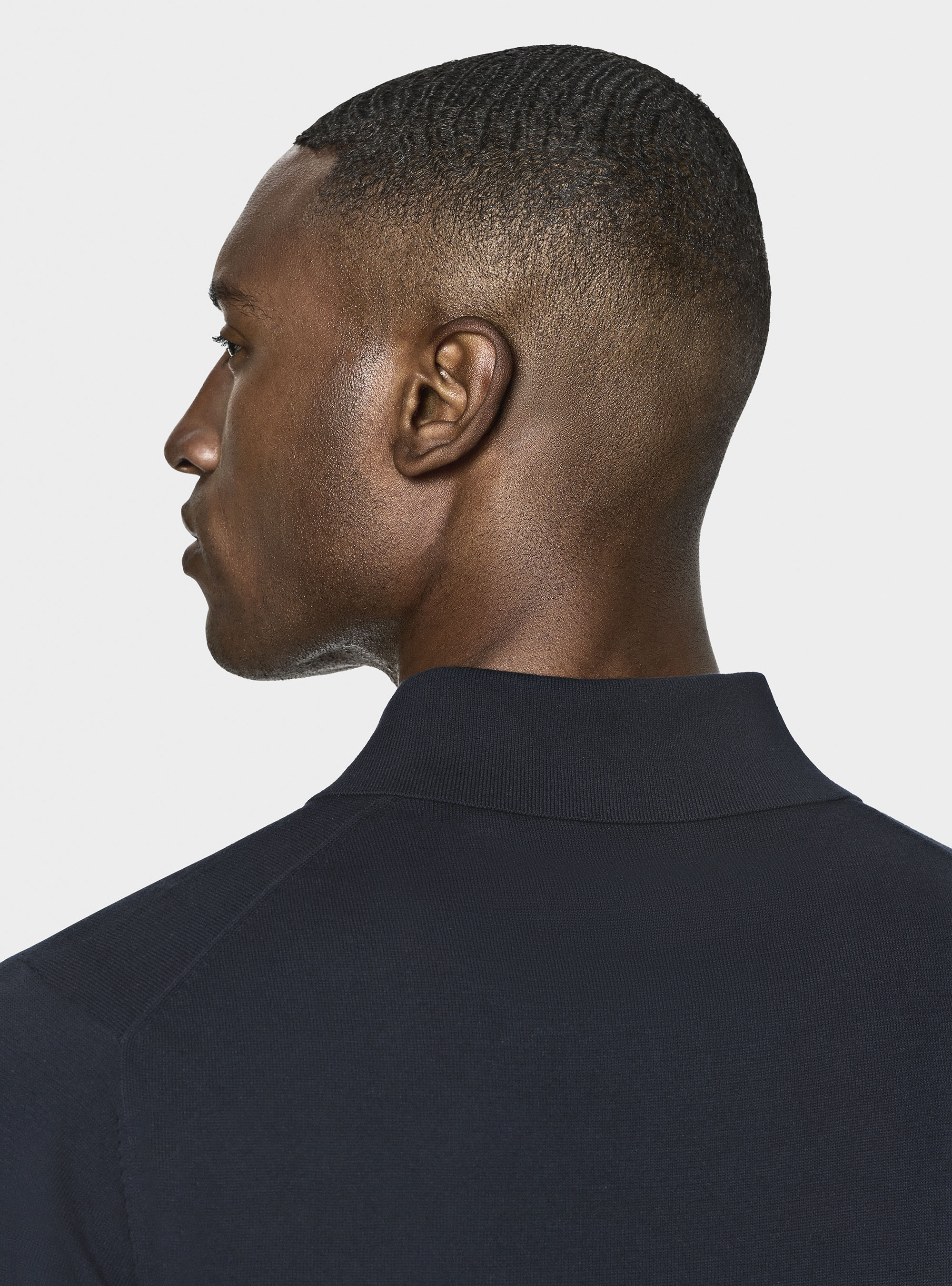 Polo de punto de algodón extrafino, AZUL MARINO