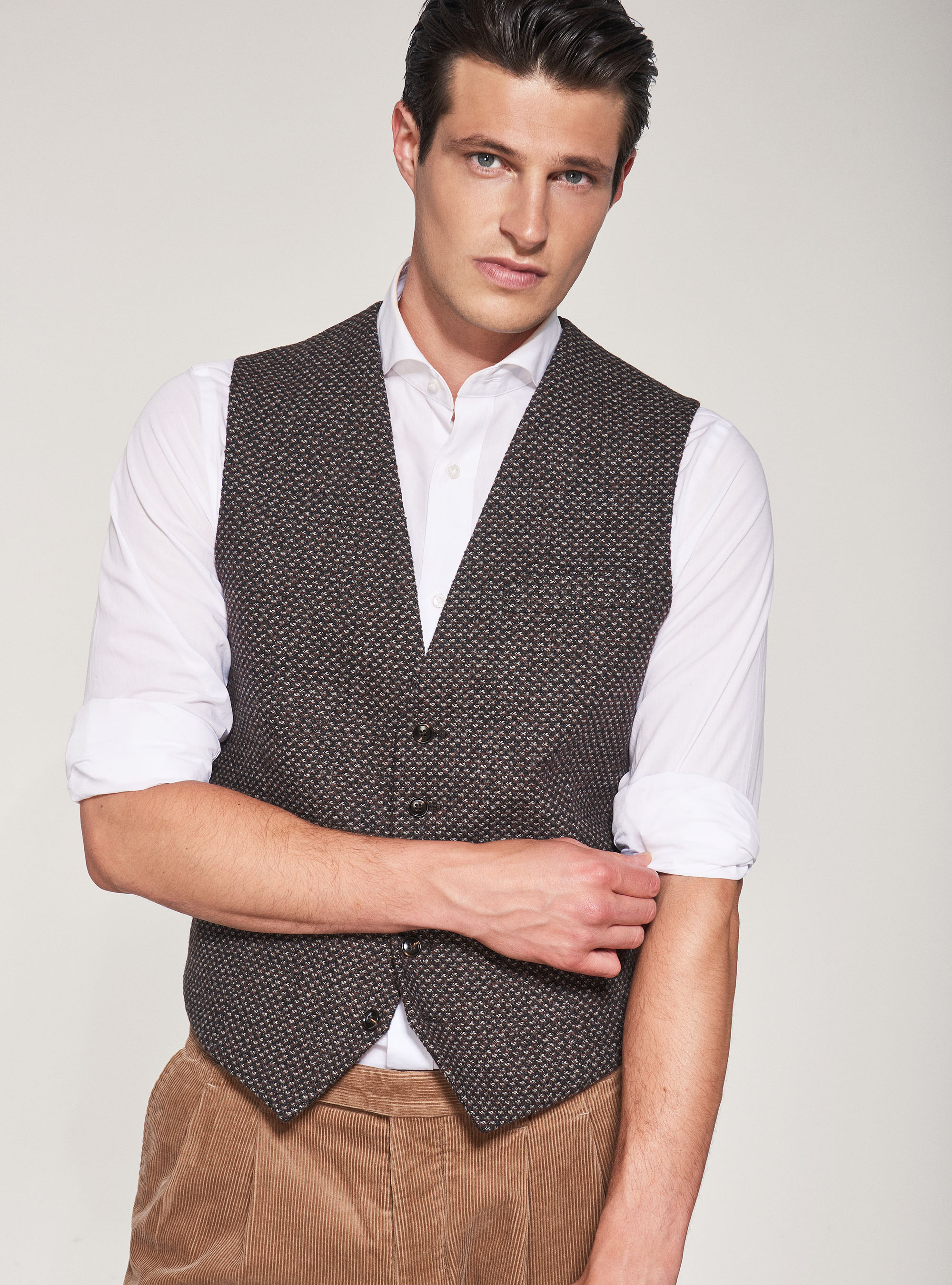 Patterned wool waistcoat, MULTICOLOR