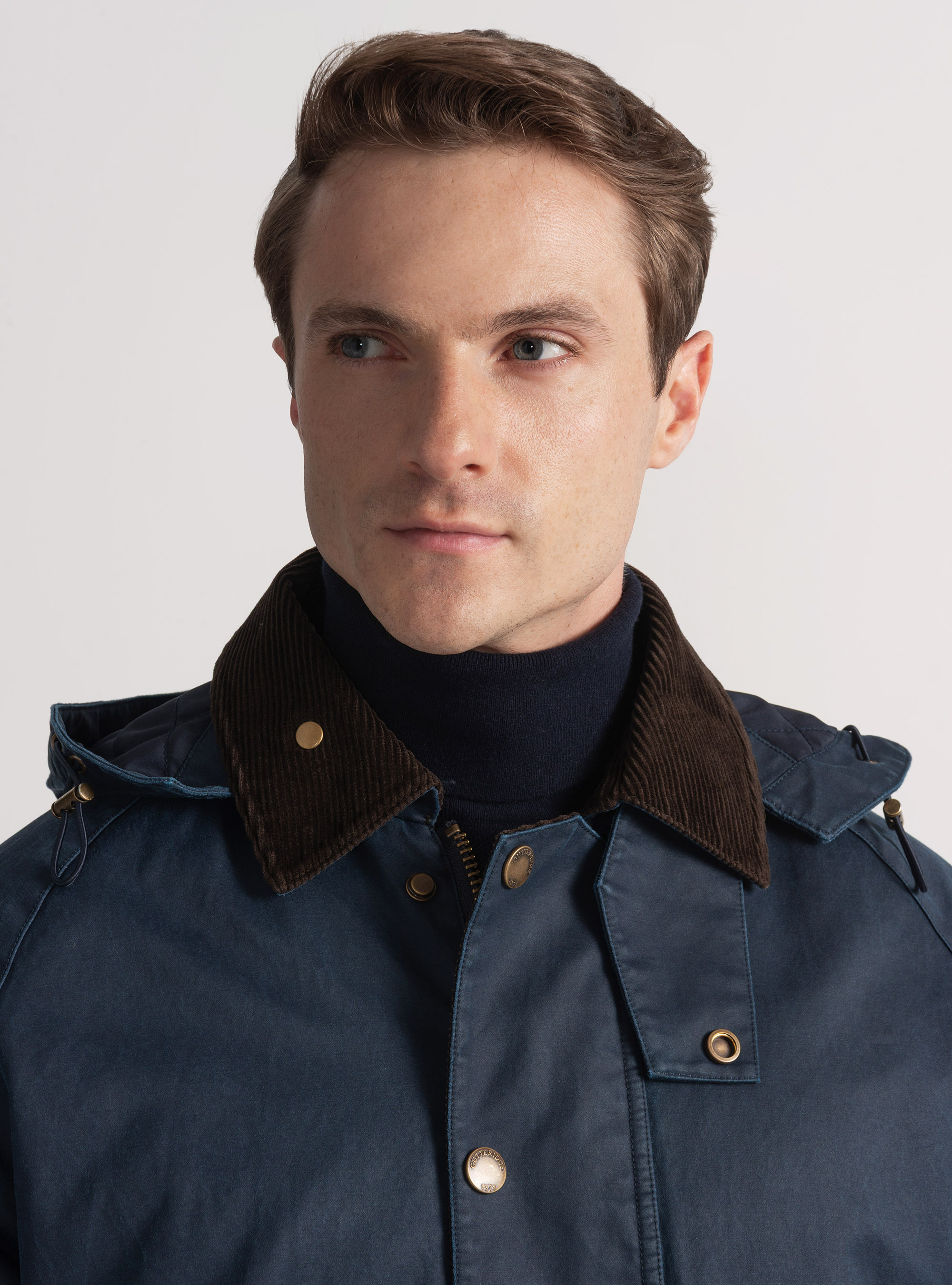 Giacca cerata in misto cotone, BLU NAVY