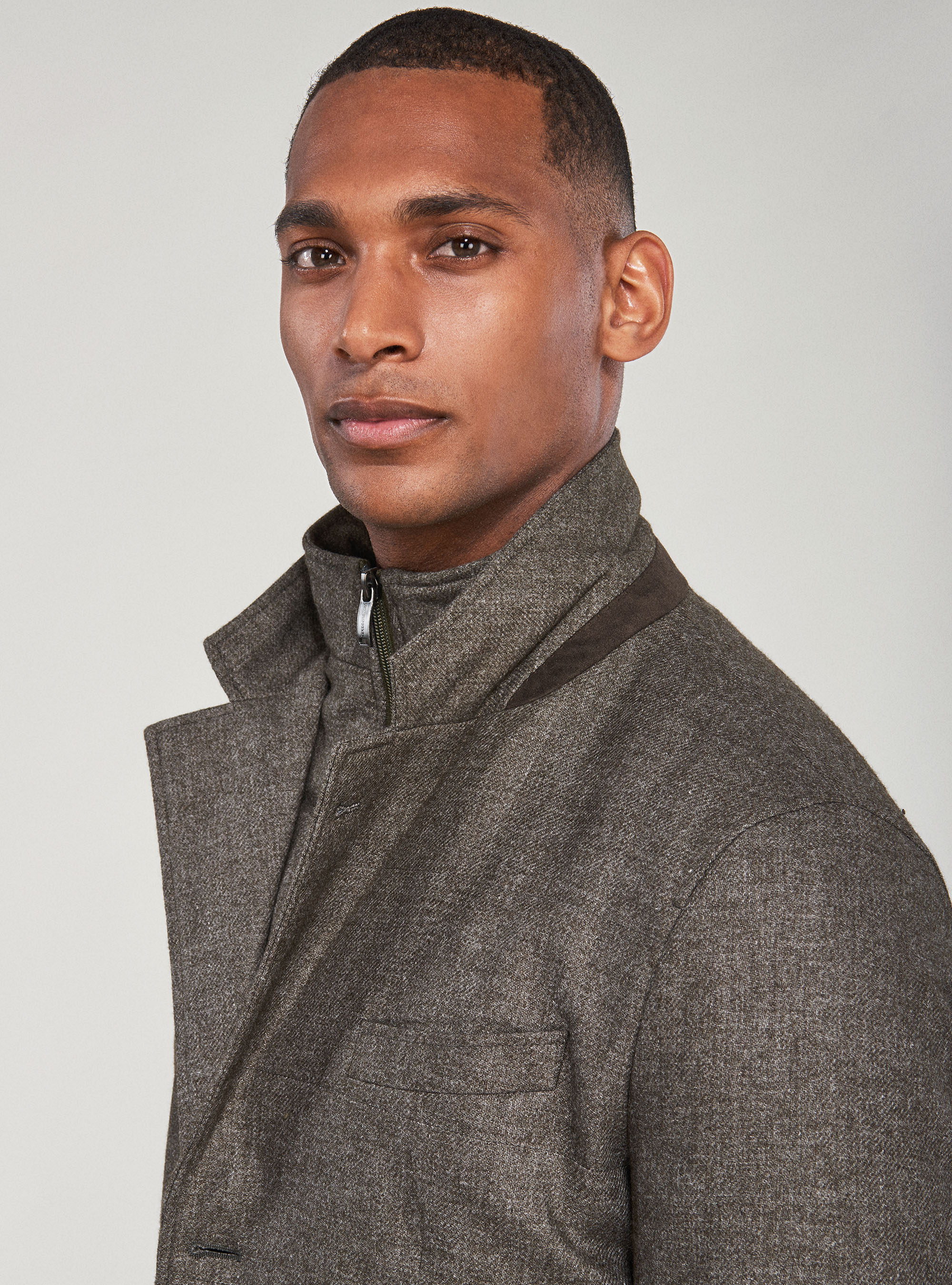 Giubbino in flanella imbottito con pettorina, OLIVA