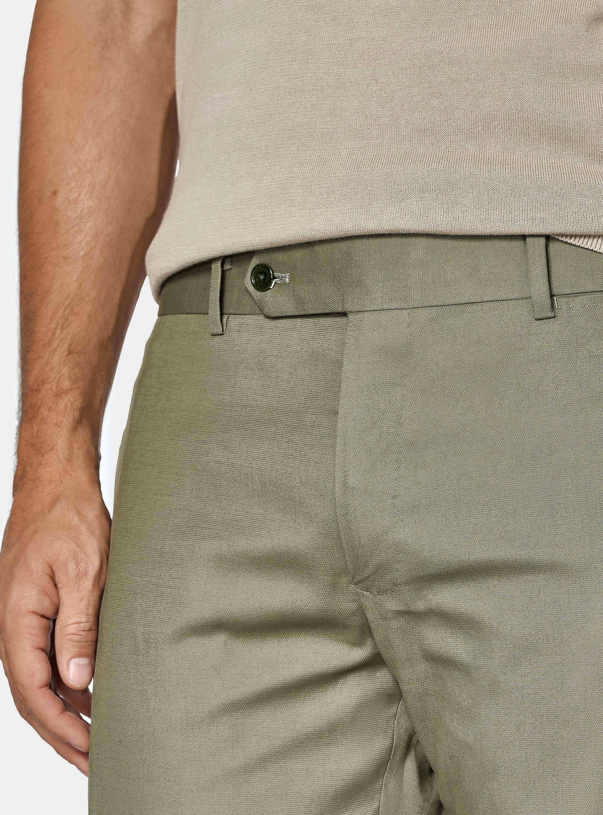 Pantaloni abito in cotone armaturato, SALVIA 0602C