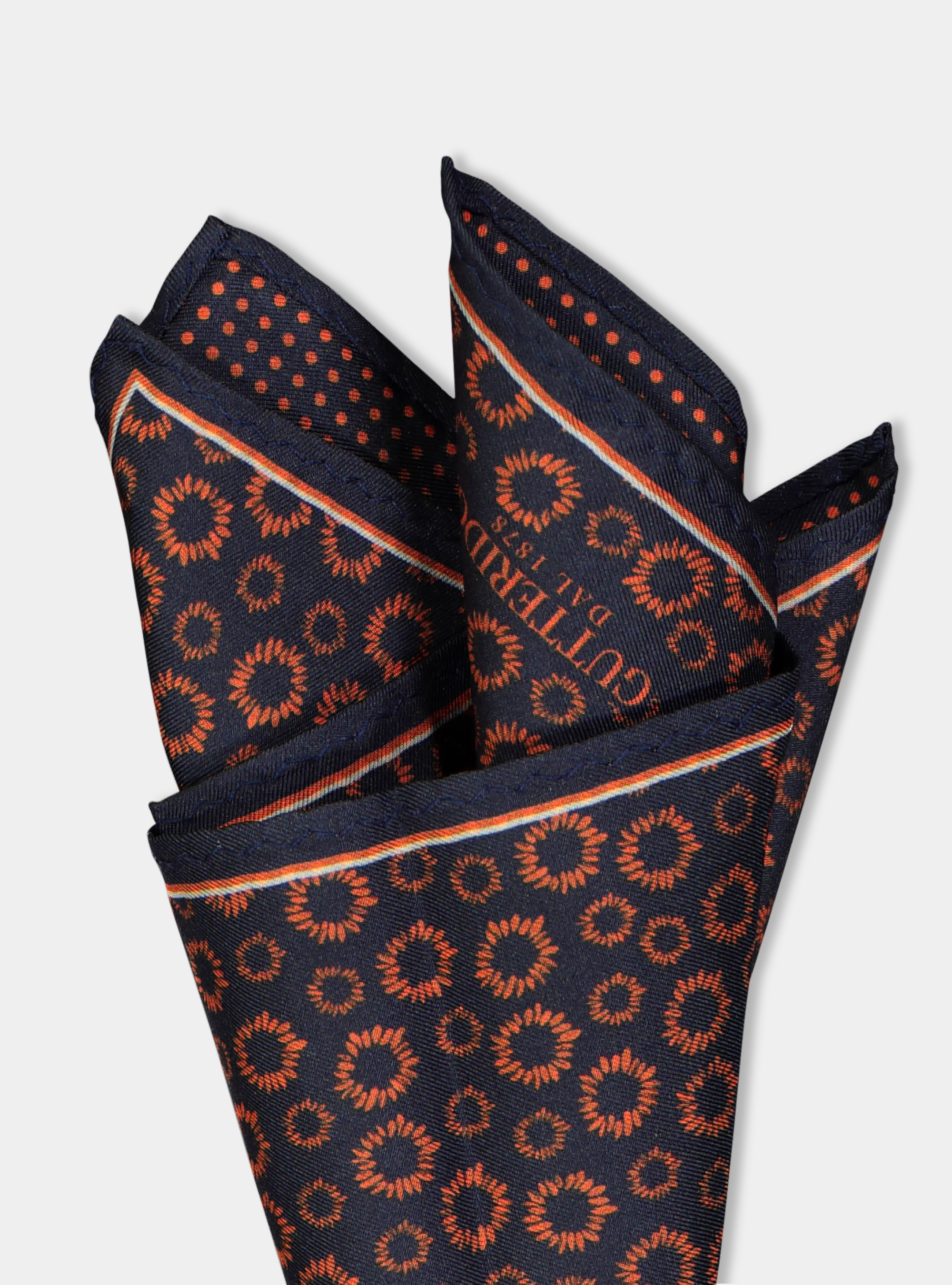 Pochette fantasia in seta stampata, ARANCIONE 0358C