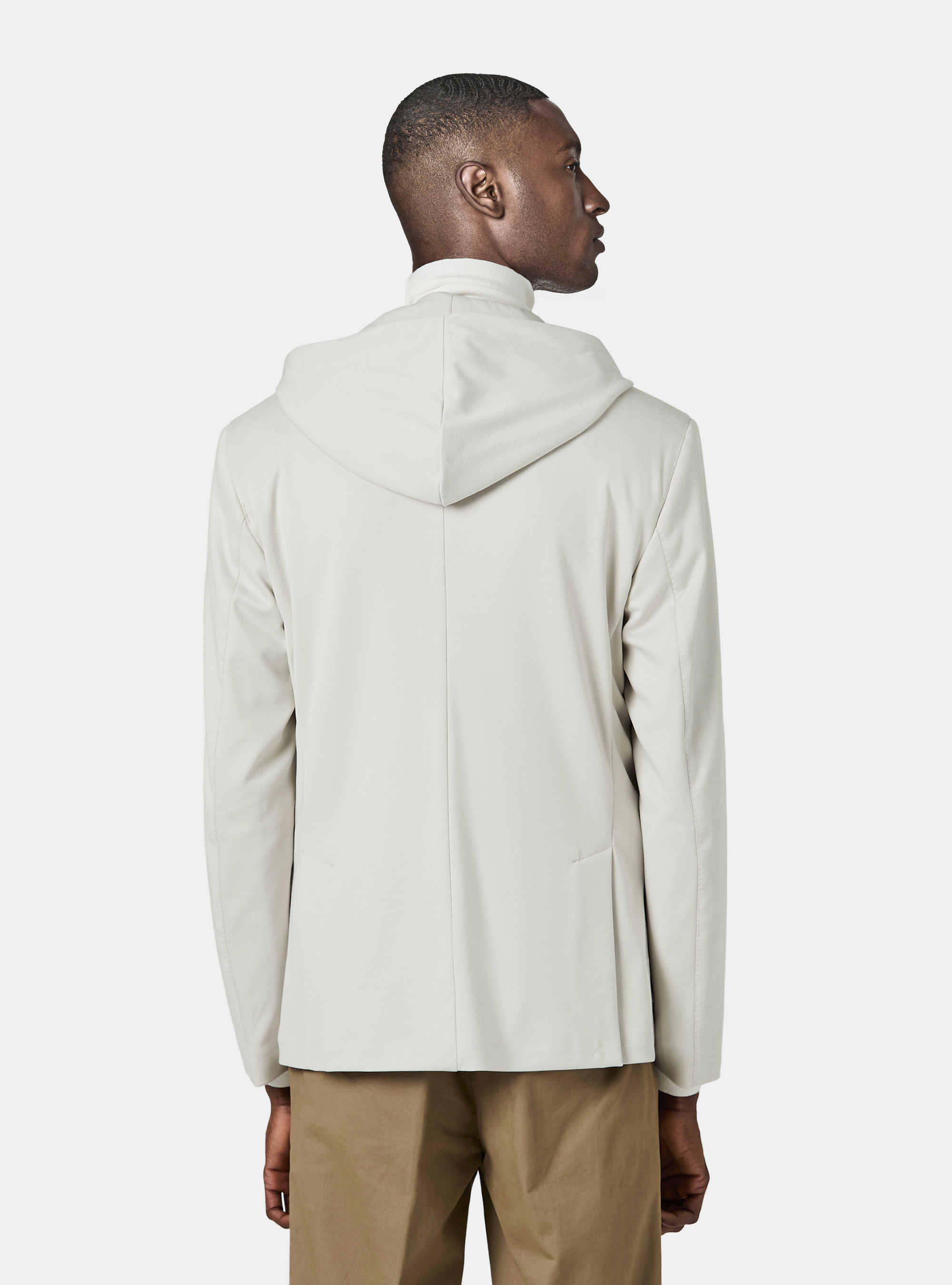 Giacca jersey con cappuccio removibile, PERLA 0178C