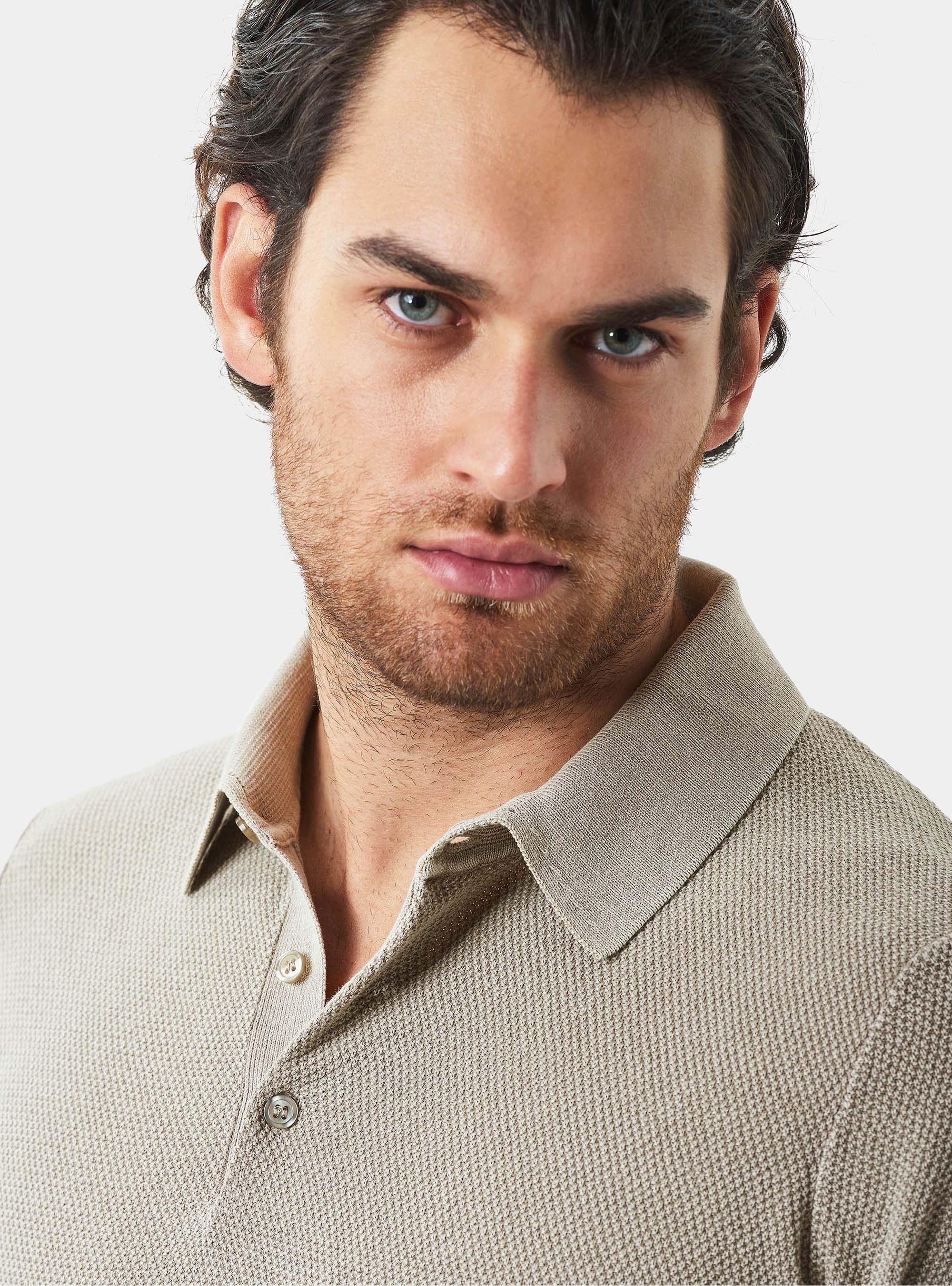 Short-sleeve cotton polo shirt, TORTORA 0542C