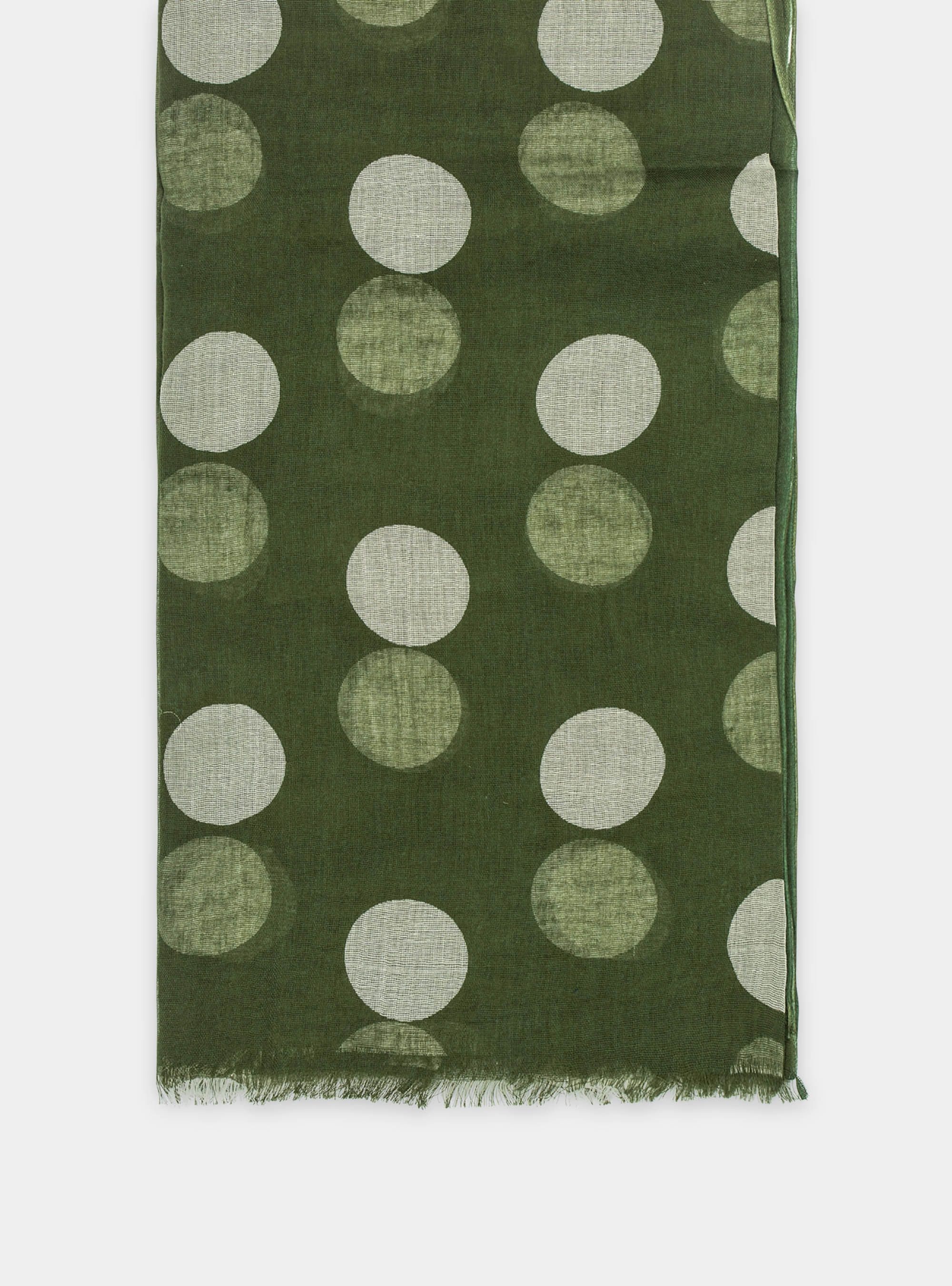 Cotton scarf with large polka dots, OLIVE