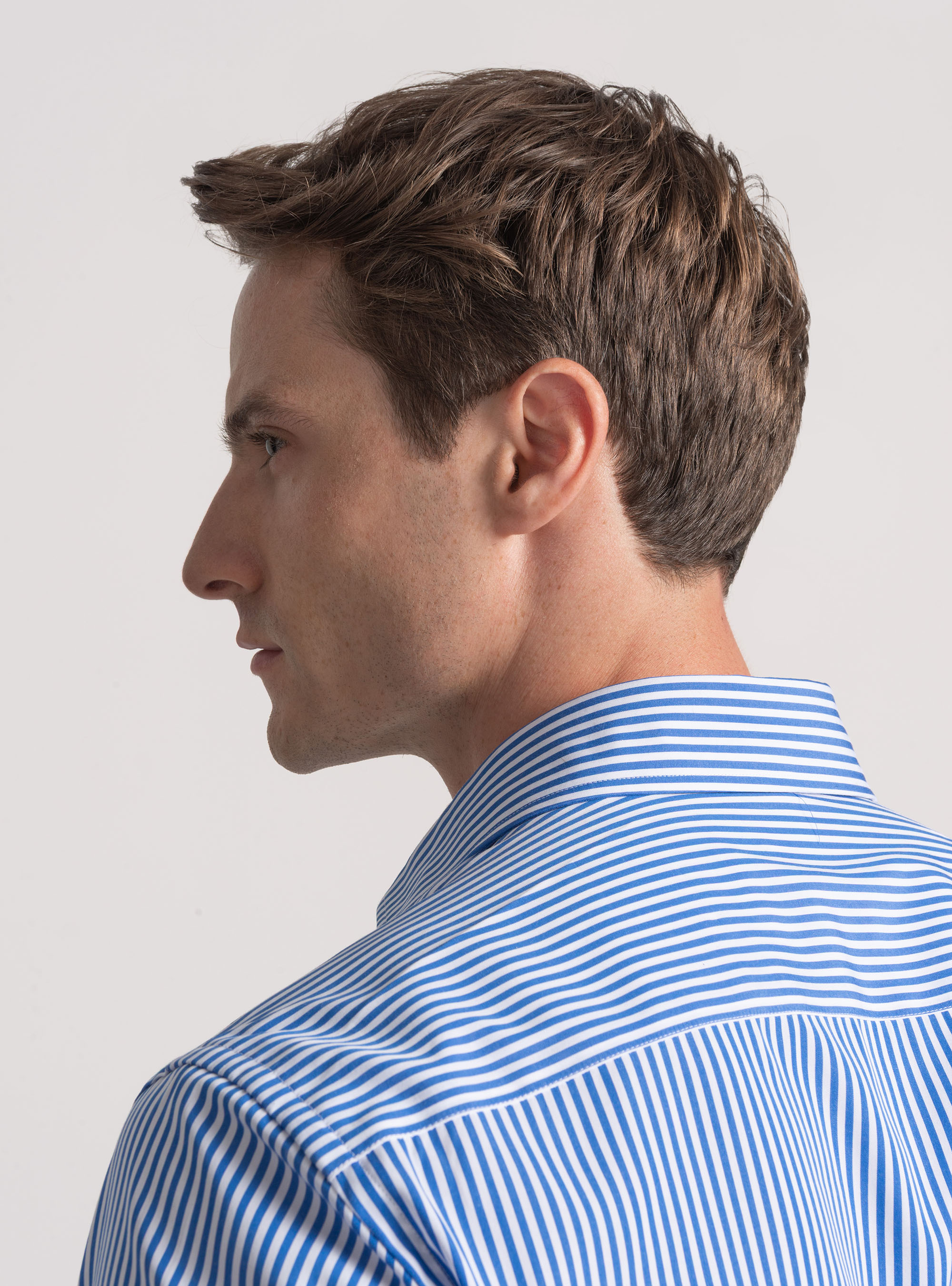 Striped cotton poplin shirt, LIGHT BLUE