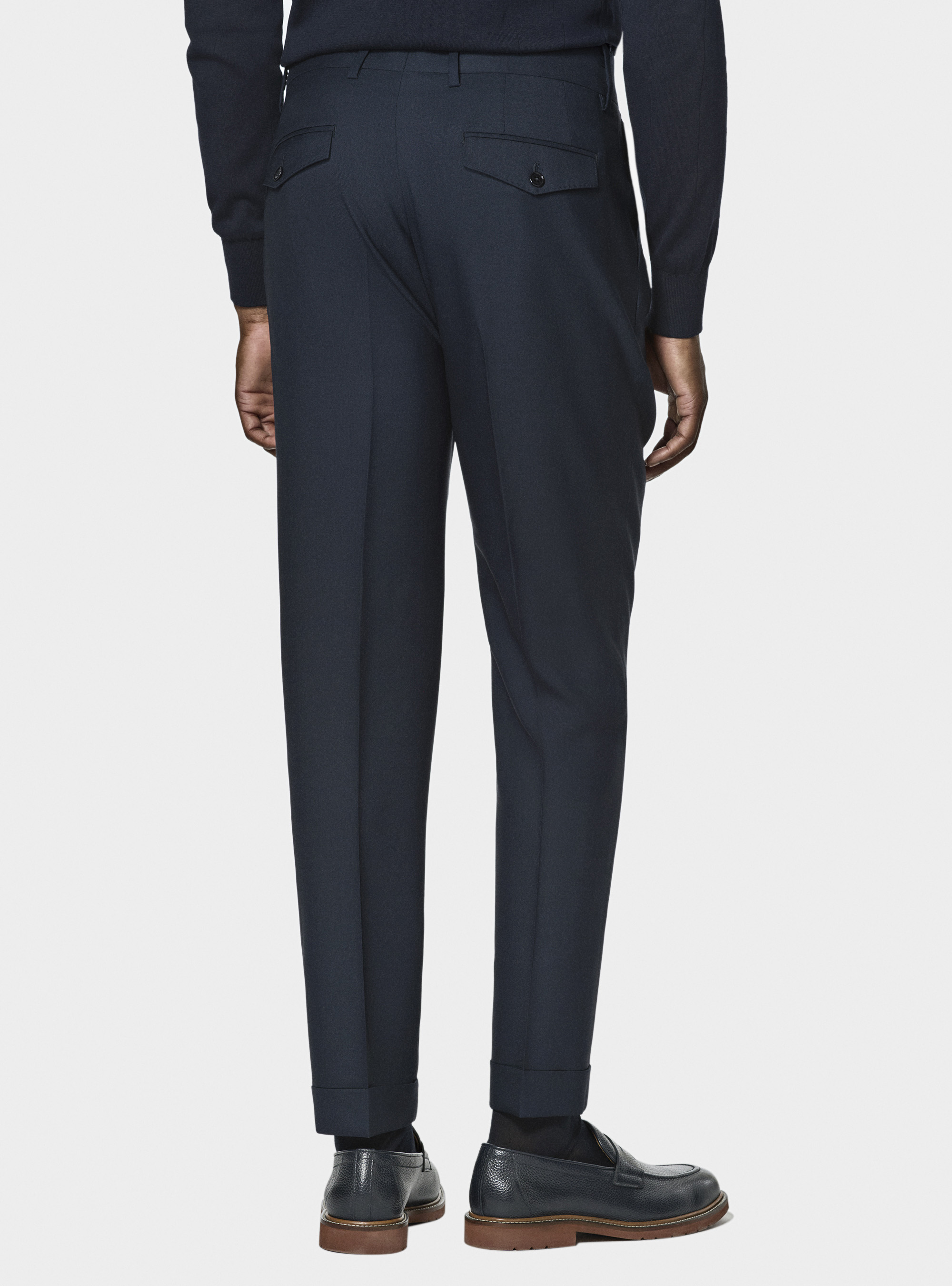 Pantaloni doppia pince in pura lana Vitale Barberis Canonico, NAVY