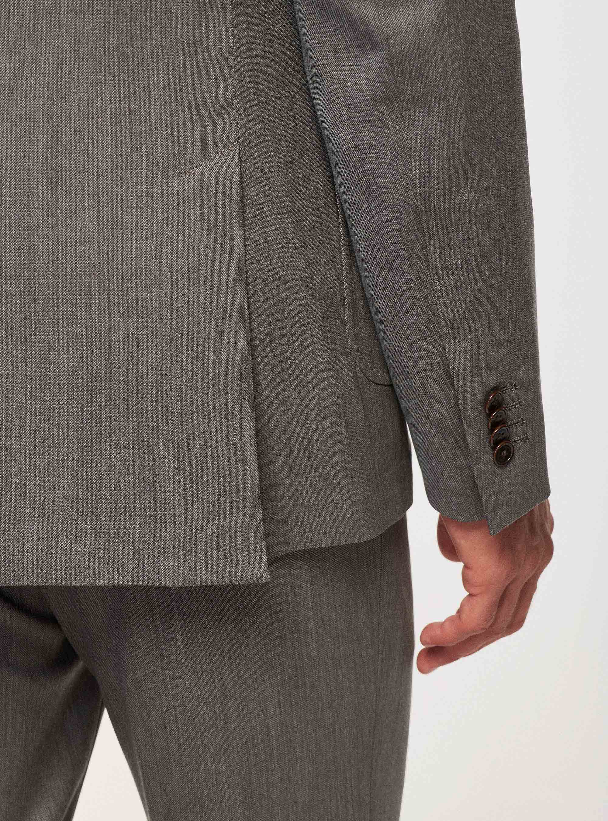 Giacca travel in pura lana stretch, FANGO