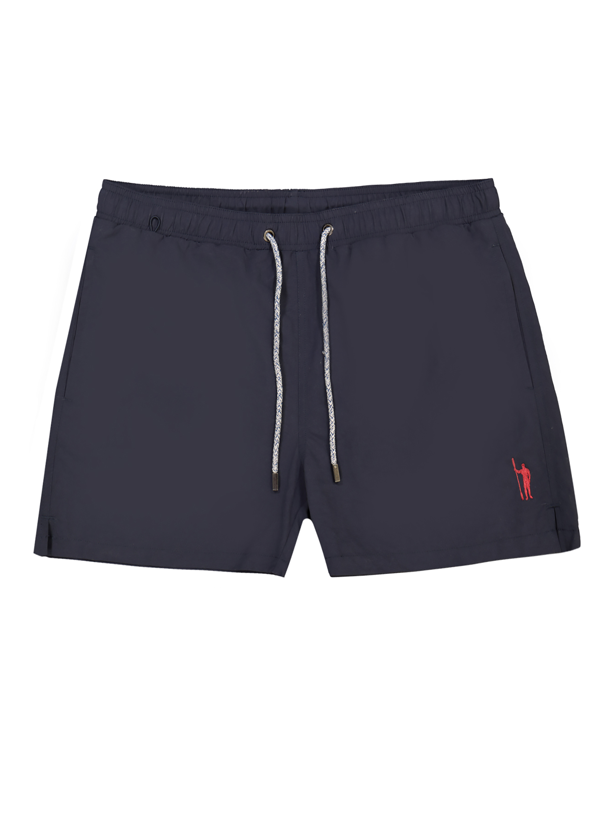 Basic plain colour swimsuit with embroidery, NAVY BLUE