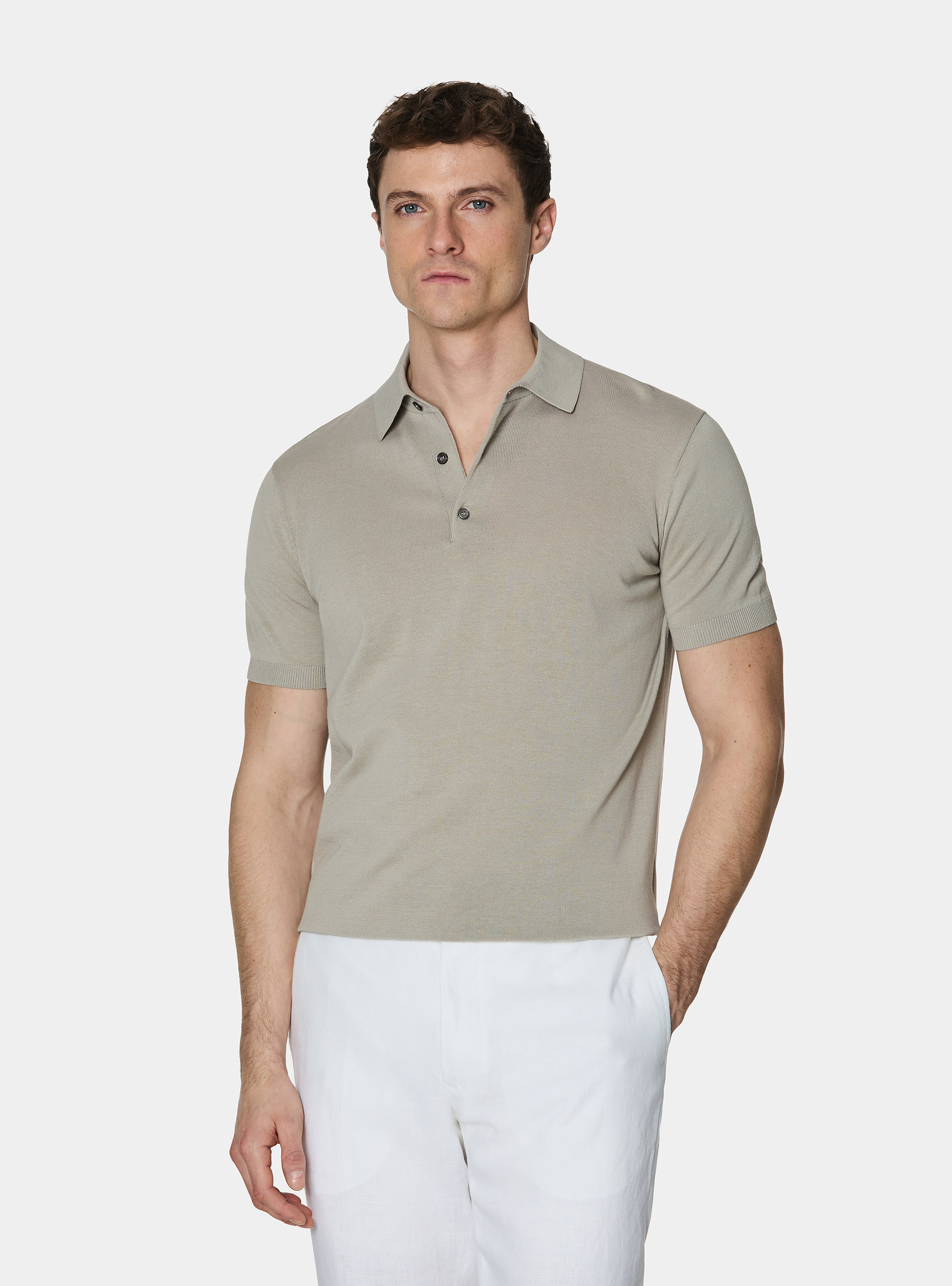 Polo in maglia in cotone m/c, SAND