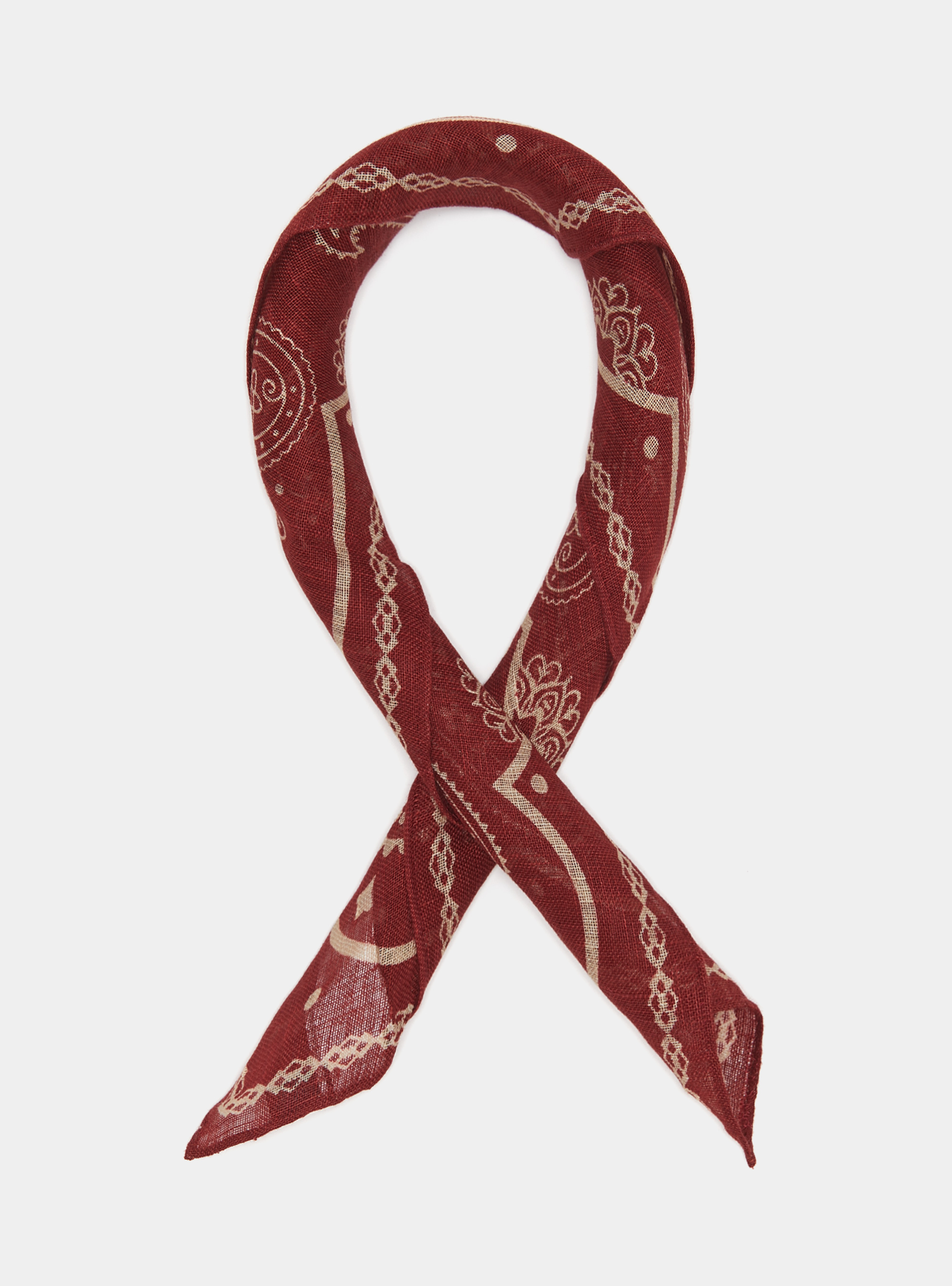 Foulard paisley de lino estampado, BURDEOS
