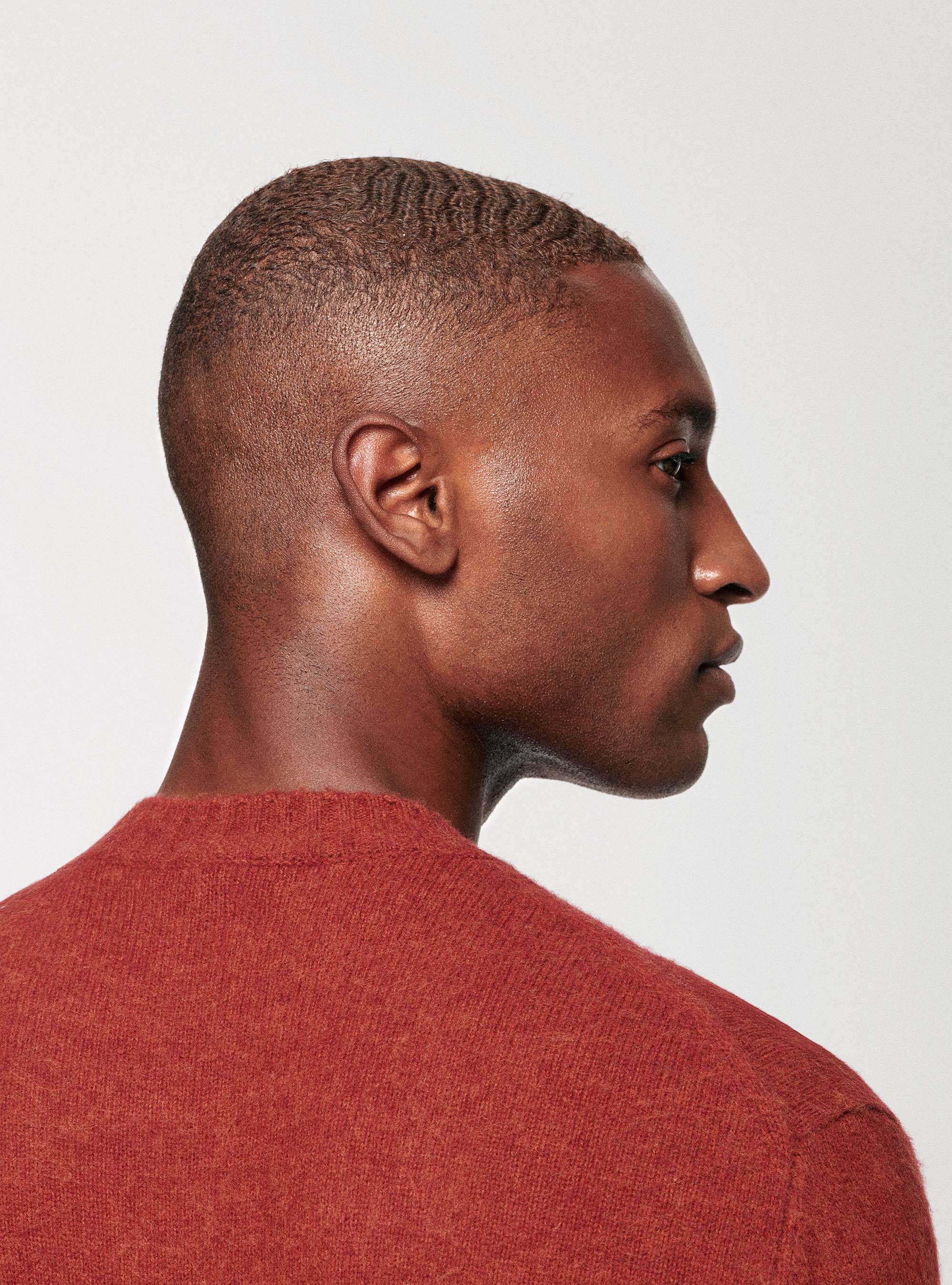 Maglia girocollo in lana brushed, MATTONE