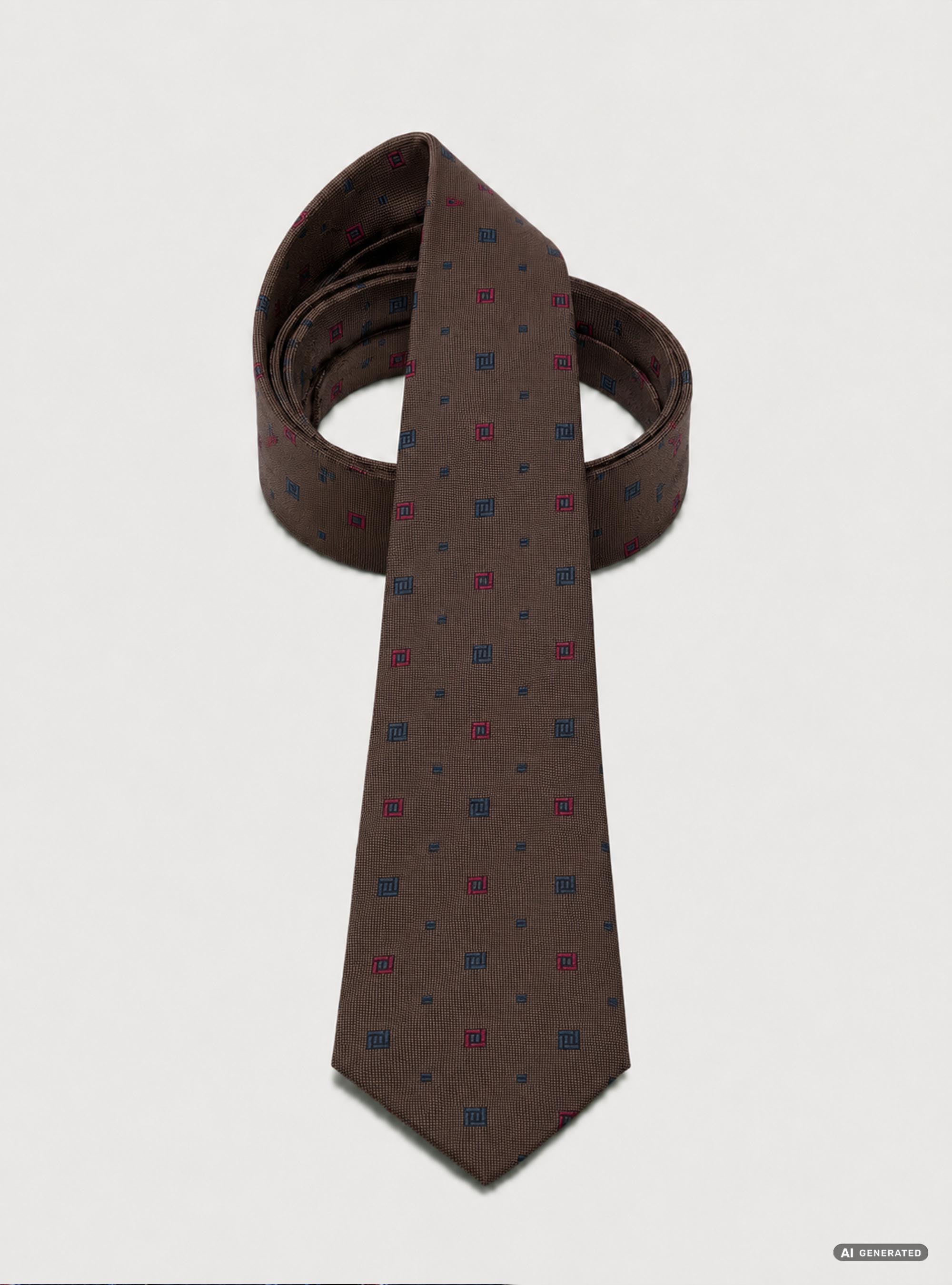 Cravatta in seta jacquard microfantasia, BROWN