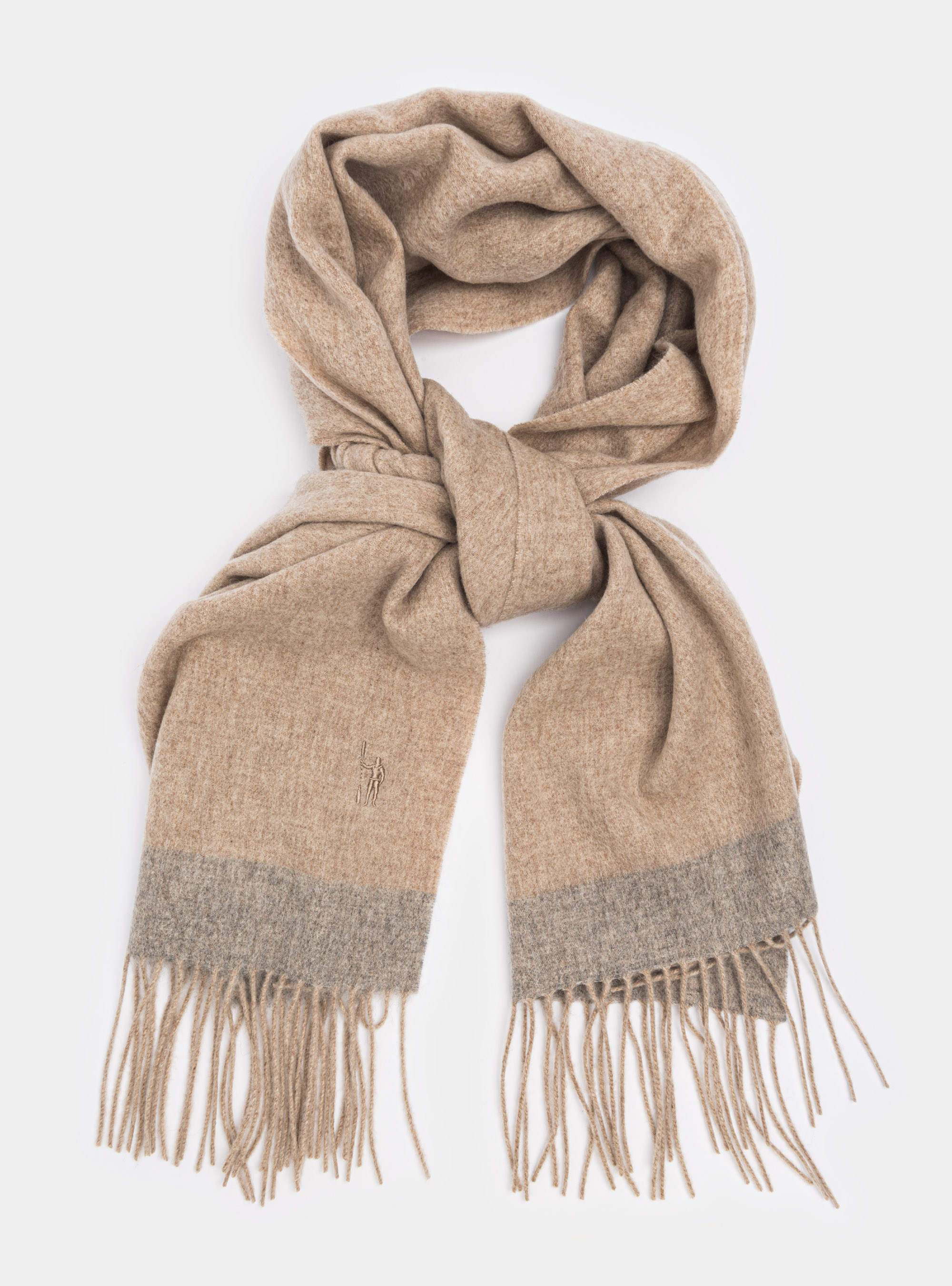 Sciarpa in lana cashmere con bordino a contrasto, PANNA