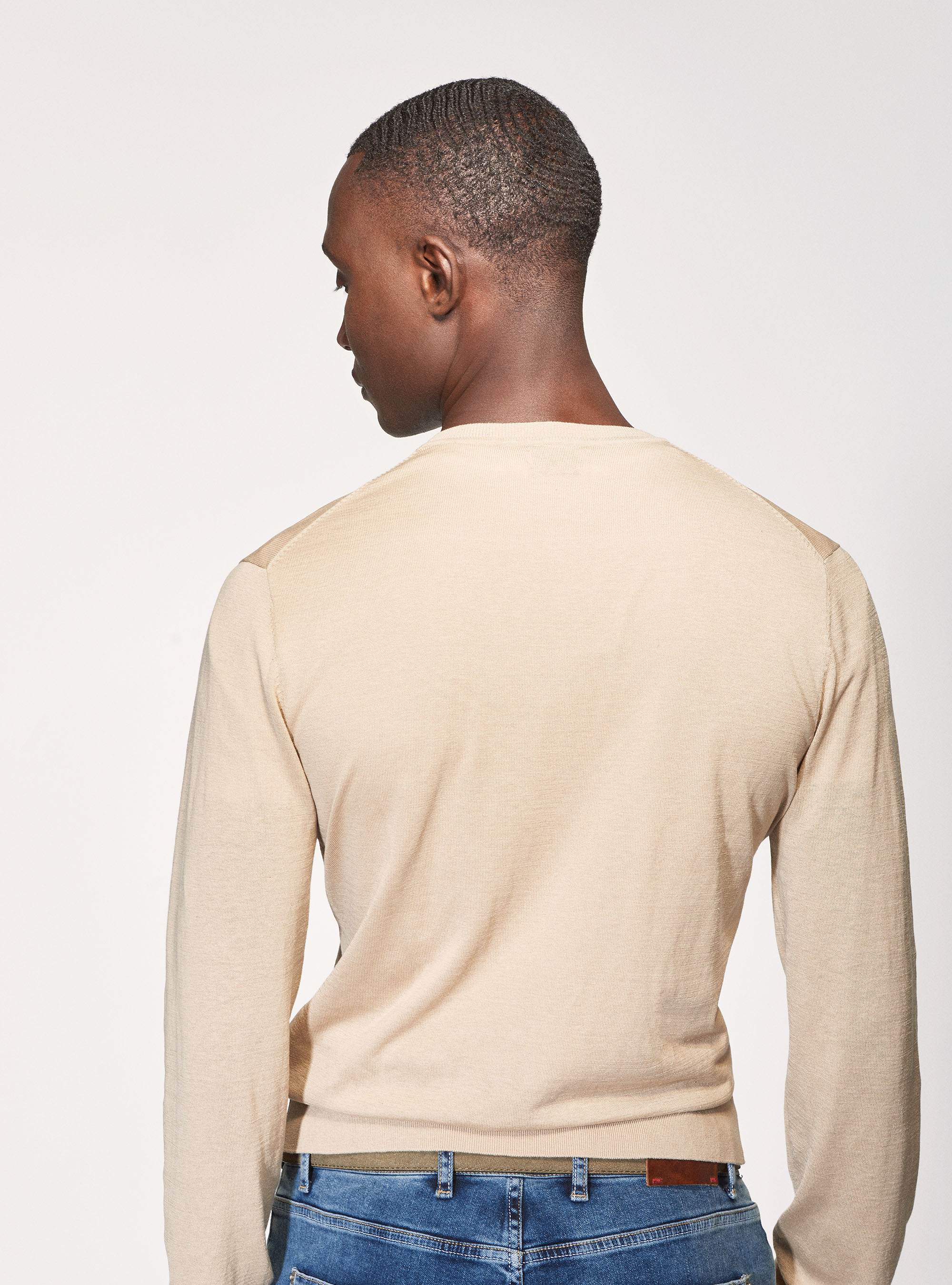 Maglia girocollo in seta cotone, ECRU