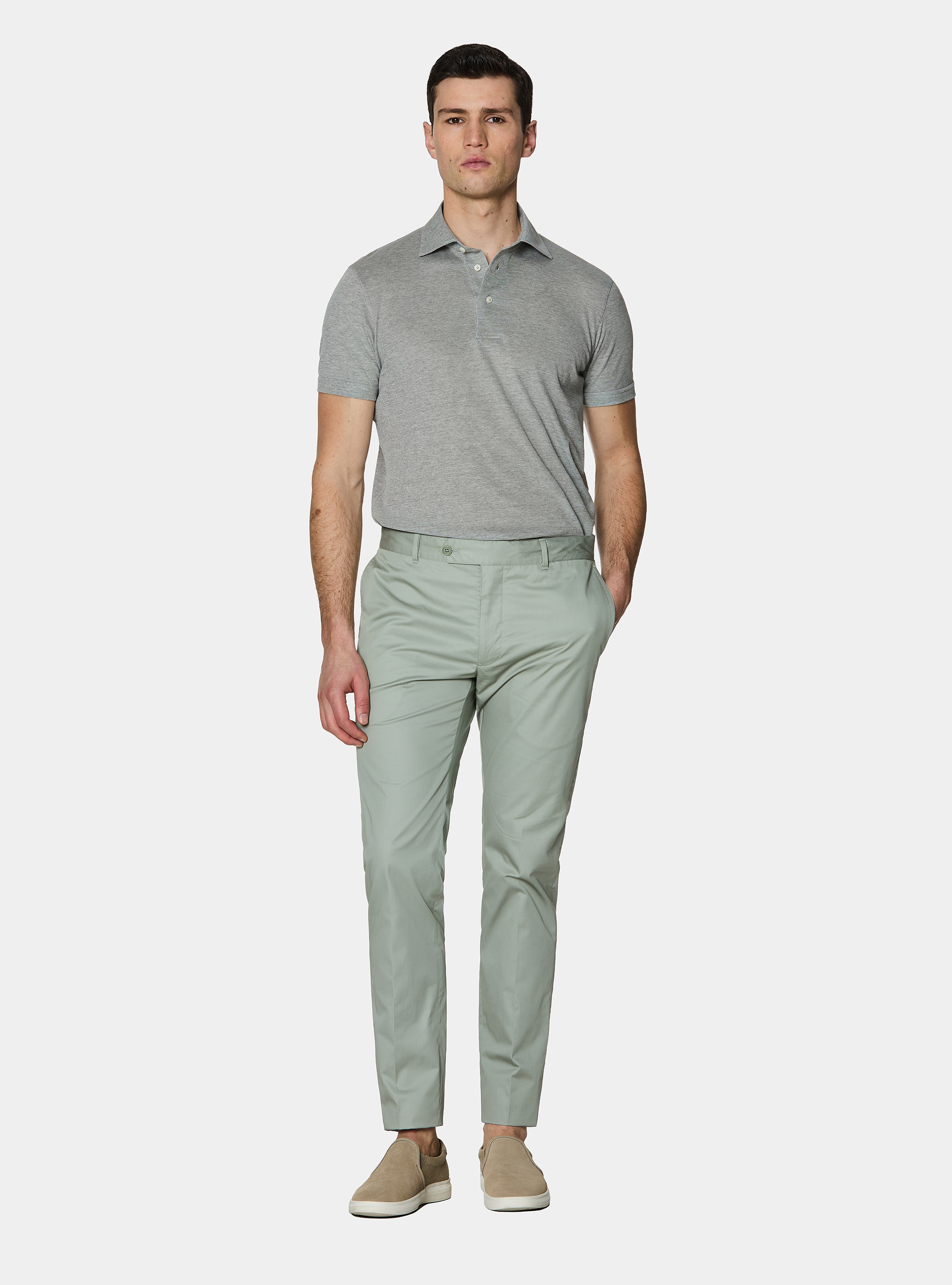 Pantaloni chino in twill leggero, VERDE GIADA 0655C