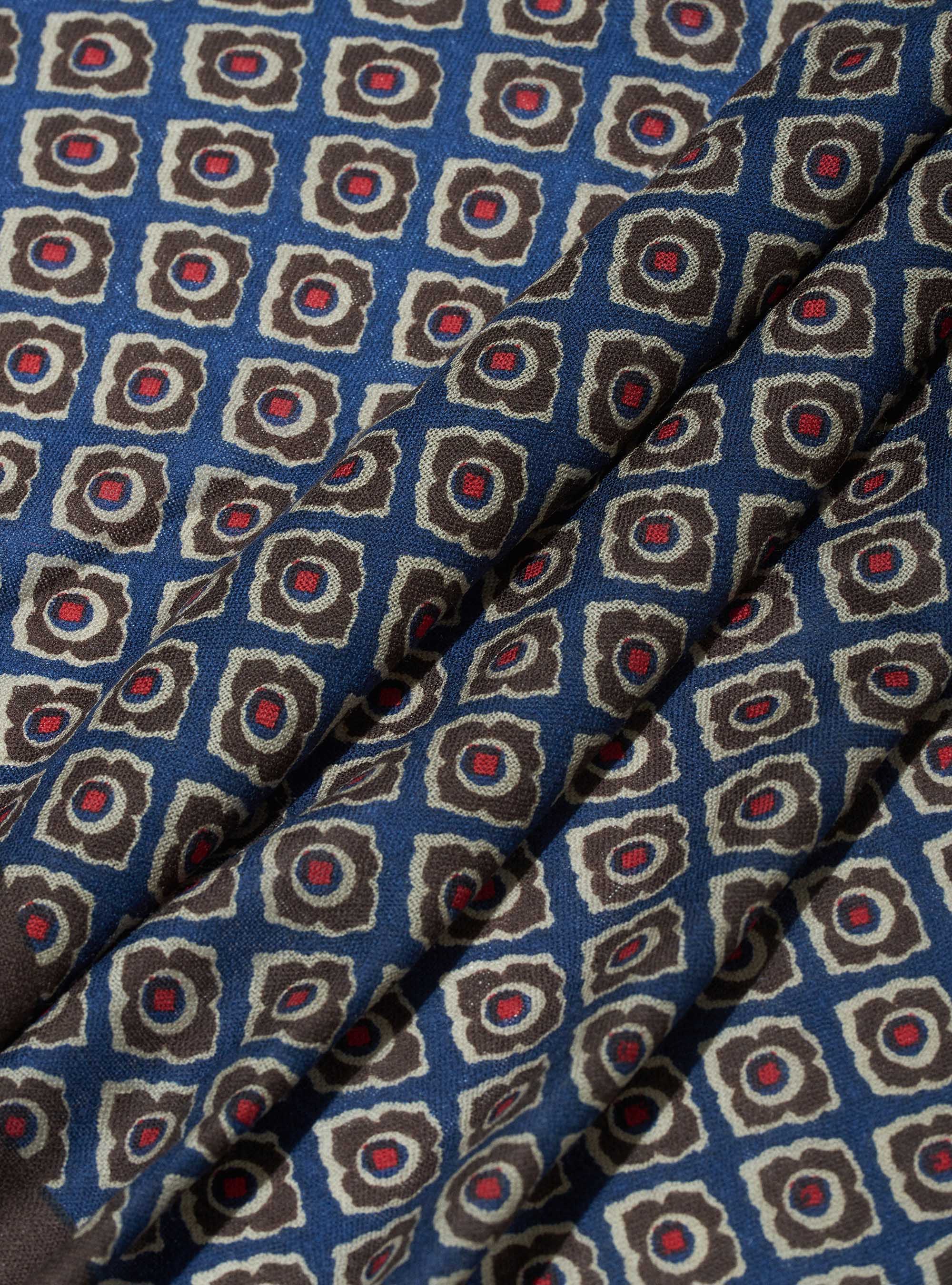 Sciarpa 100% lana a fantasia geometrica, BLU NAVY