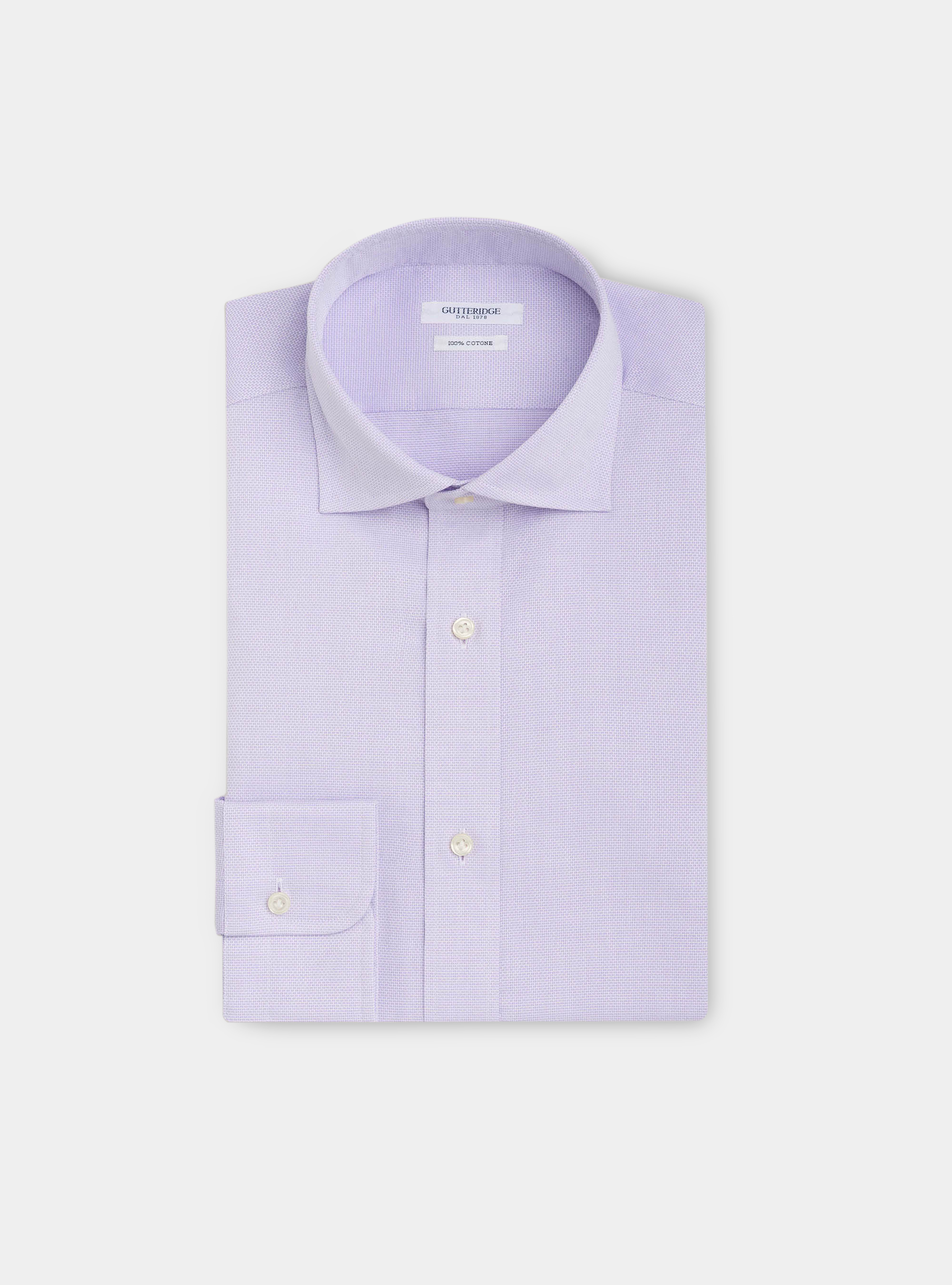 Semi Open French Collar Shirt In Dobby Cotton