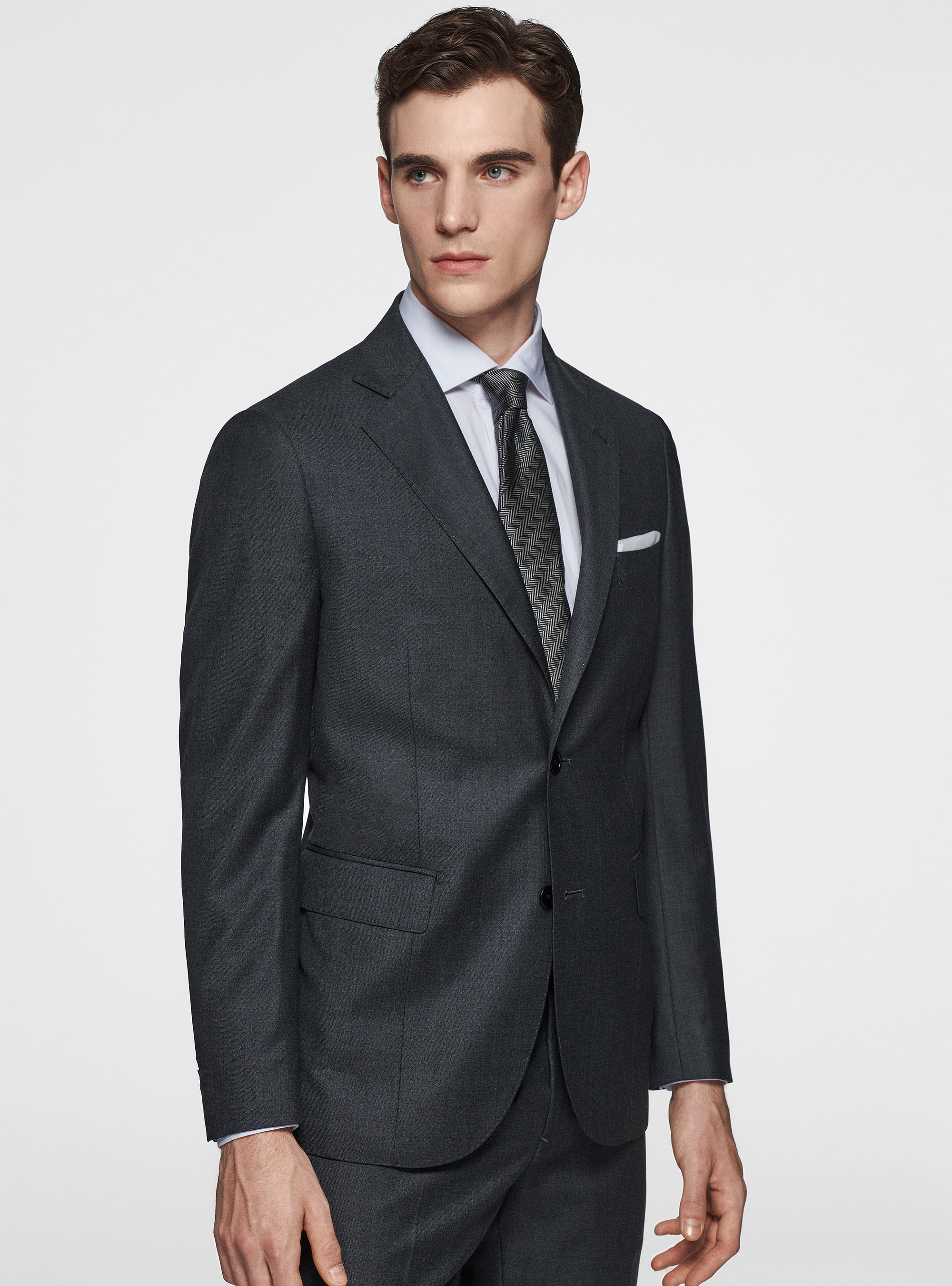 Giacca in pura lana superfine 110's, ASFALTO