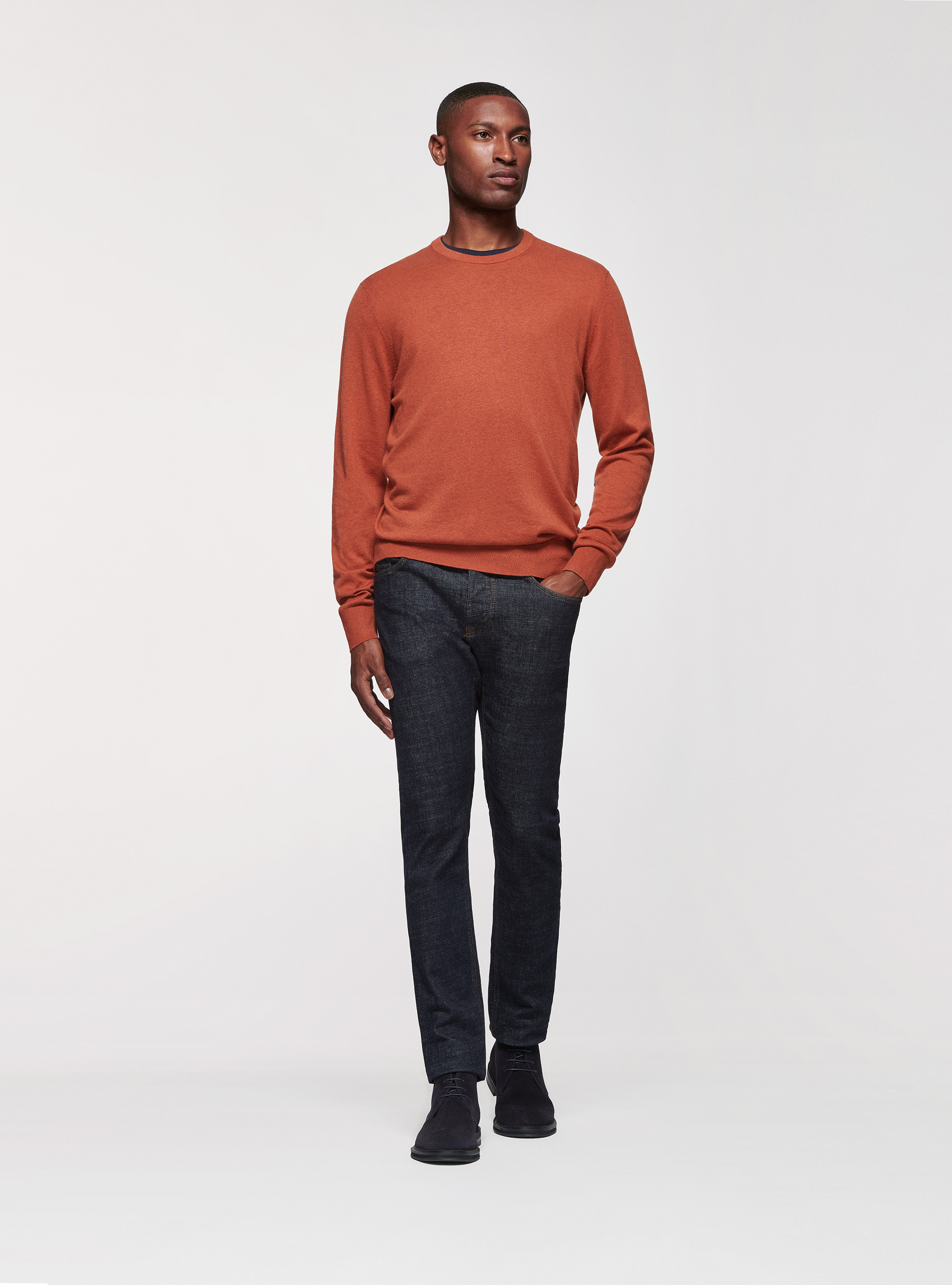 Maglia girocollo in cotone seta e cashmere, COCCIO