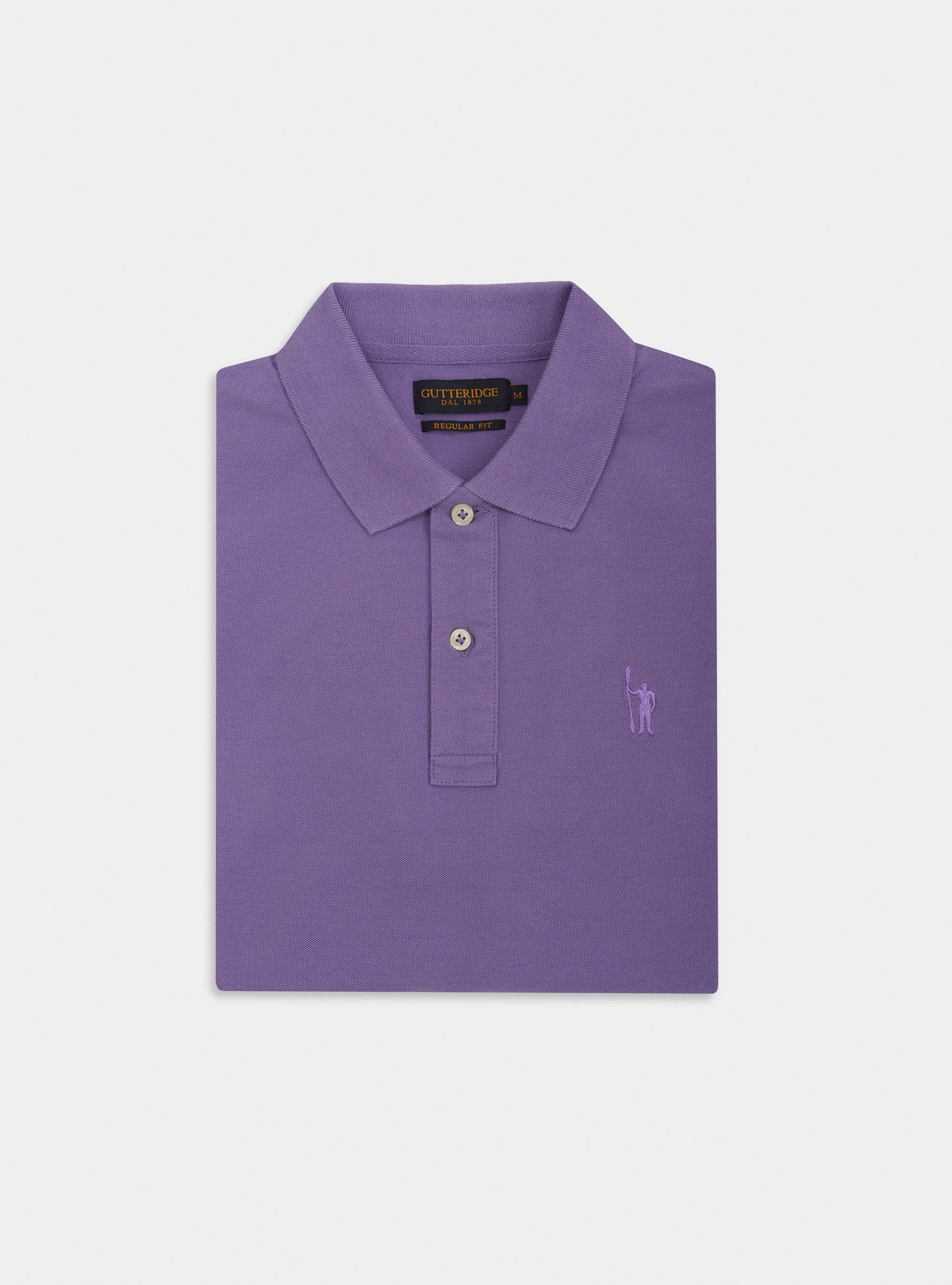 Polo classica con ricamo, VIOLA CHIARO