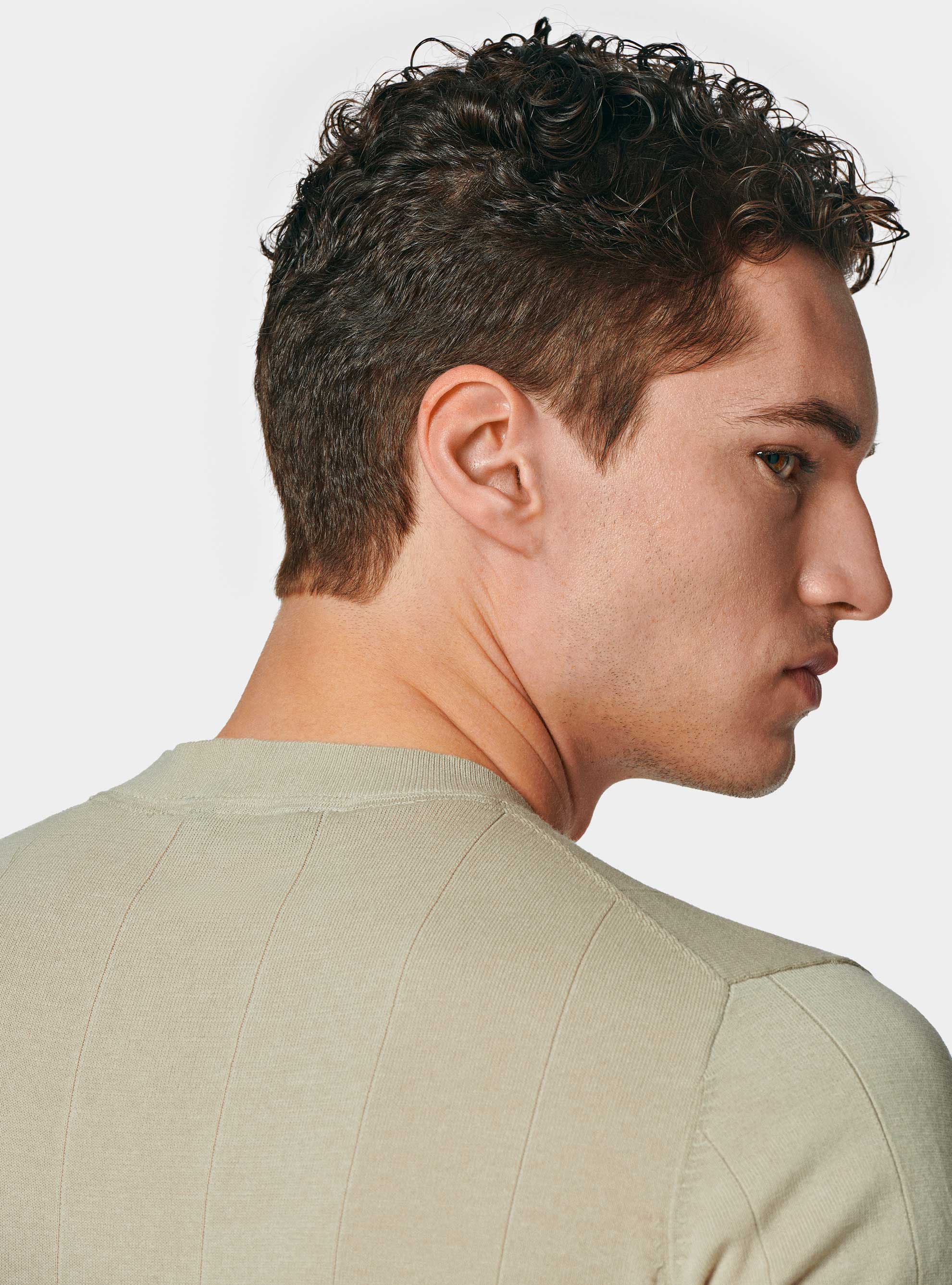 Maglia in puro cotone costa piatta, ECRU