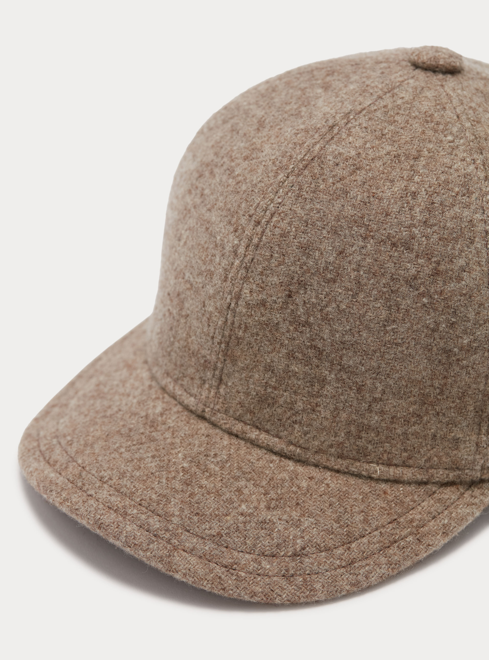 Cappellino baseball tinta unita in pura lana, SAND