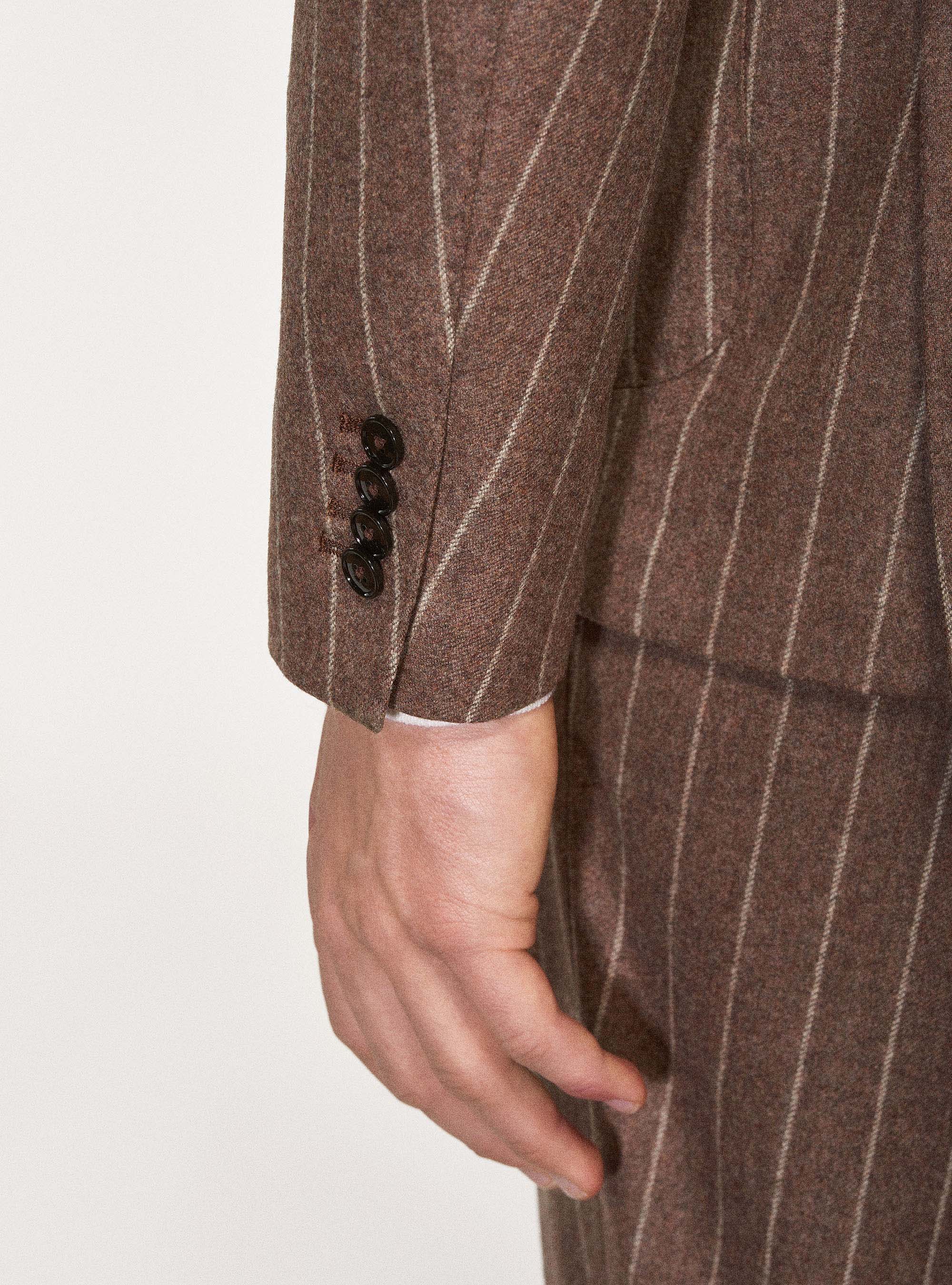 Giacca per abito tabacco in pura lana gessata Vitale Barberis Canonico, TABACCO