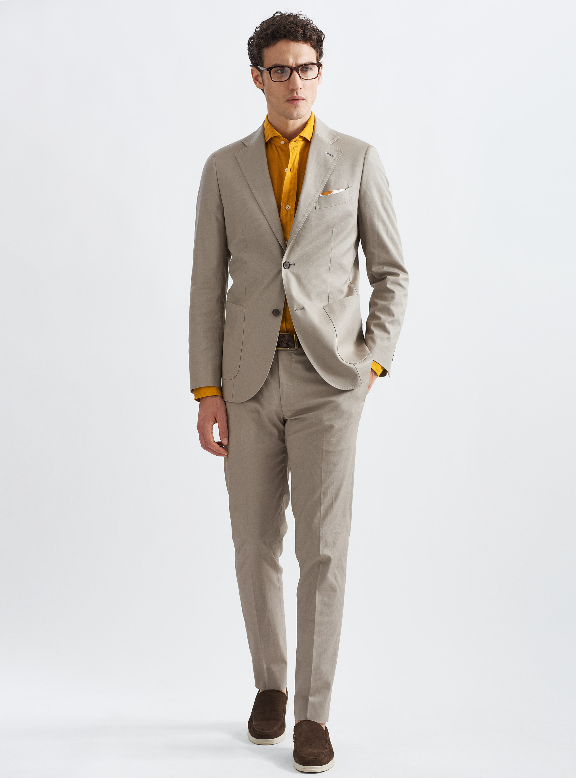 Giacca per abito in cotone stretch armaturato, FANGO