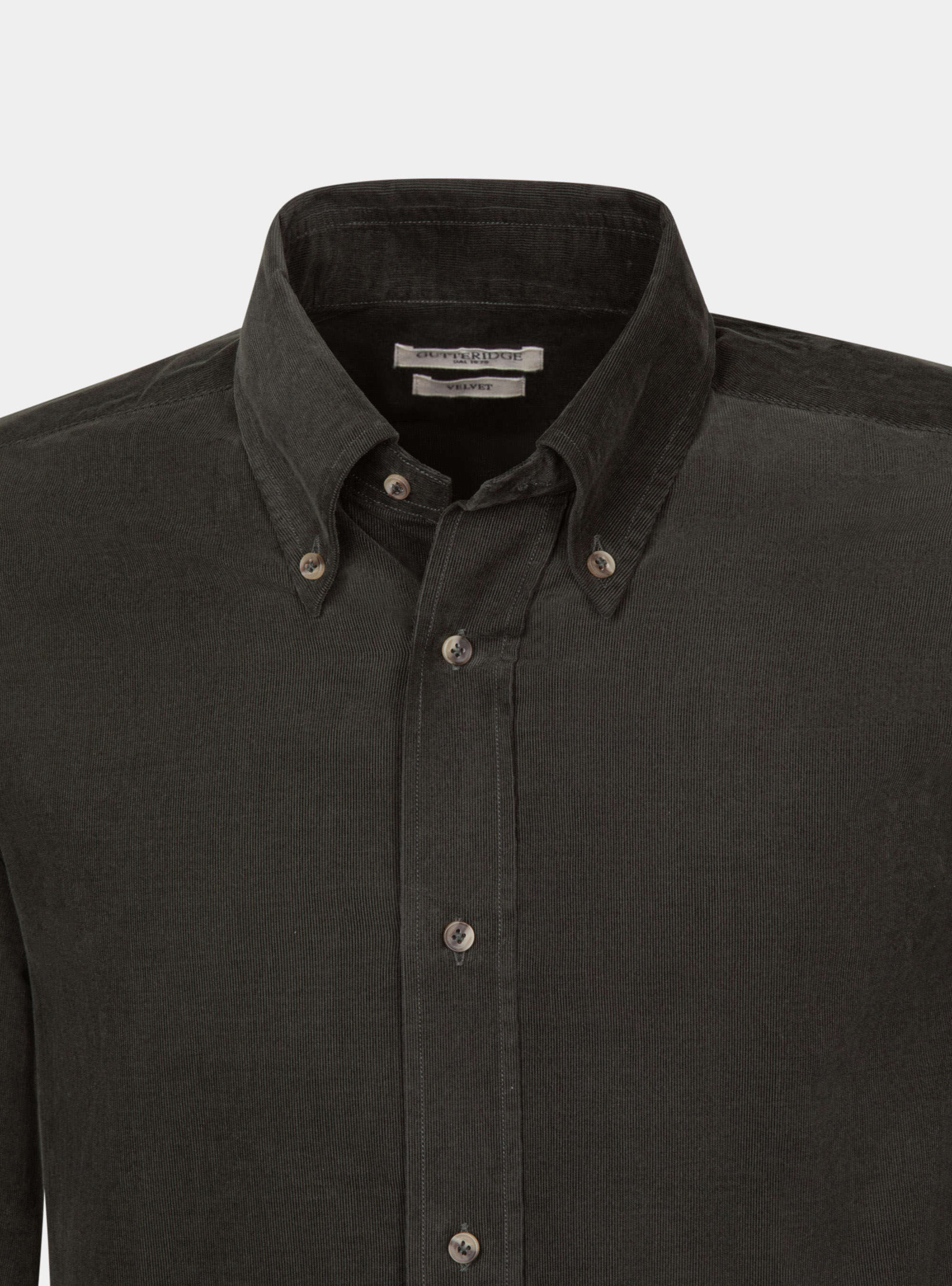 Camicia collo button down in velluto, MILITARE 0609C