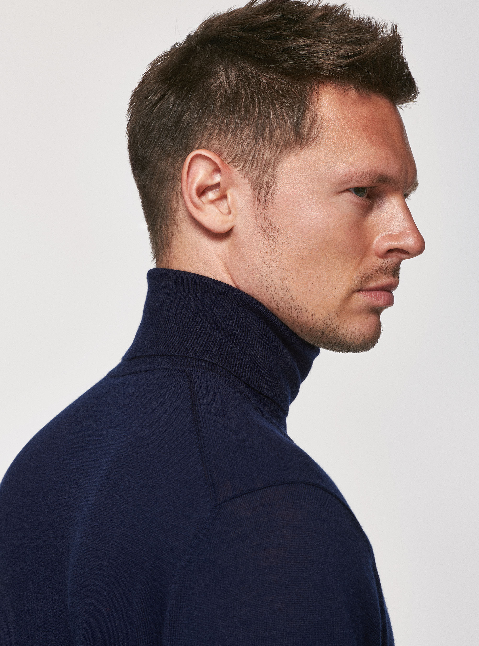 Dolcevita blu in pura lana merino extrafine, BLU NAVY