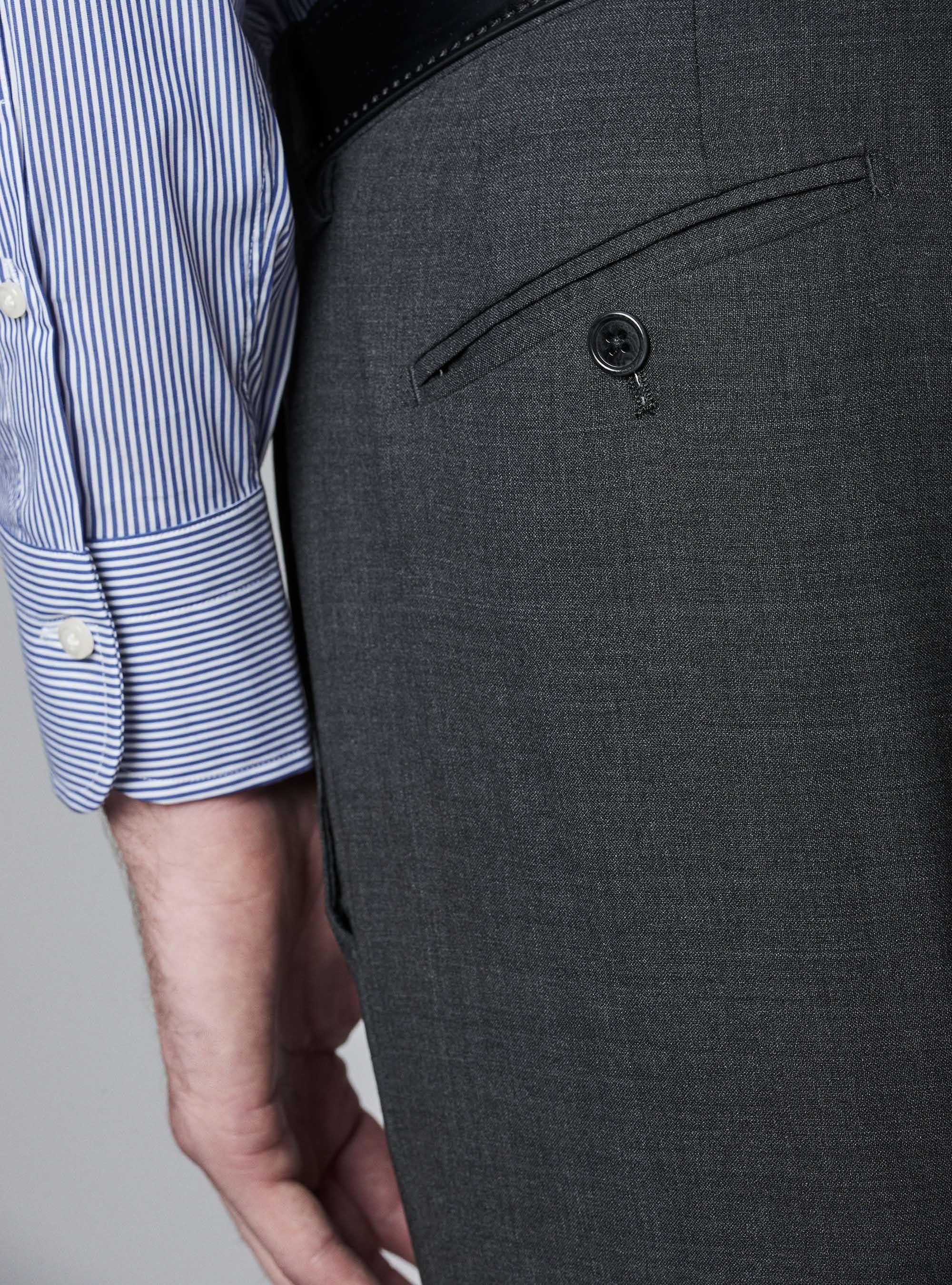 Pure Wool 110's Suit Trousers, ASPHALT GREY