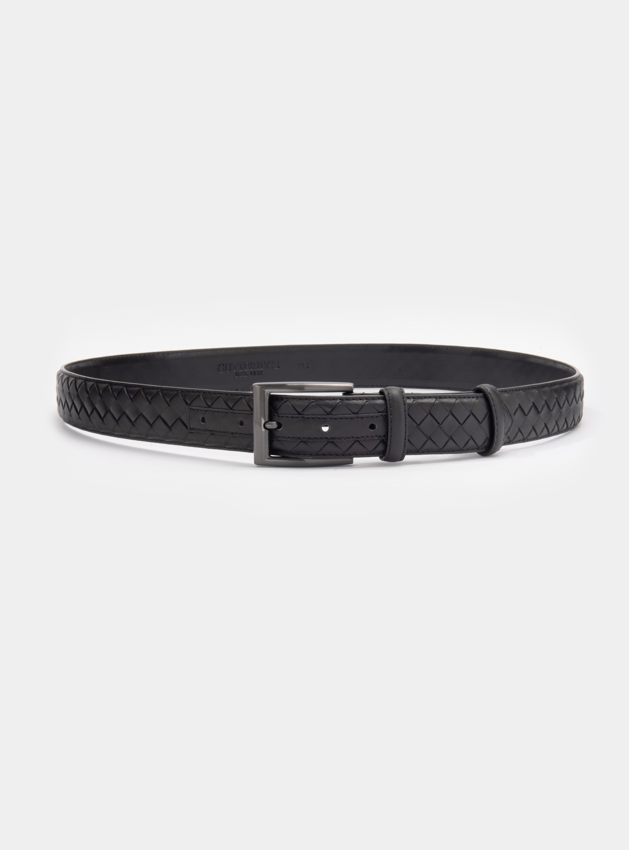 Braided leather belt, BLACK