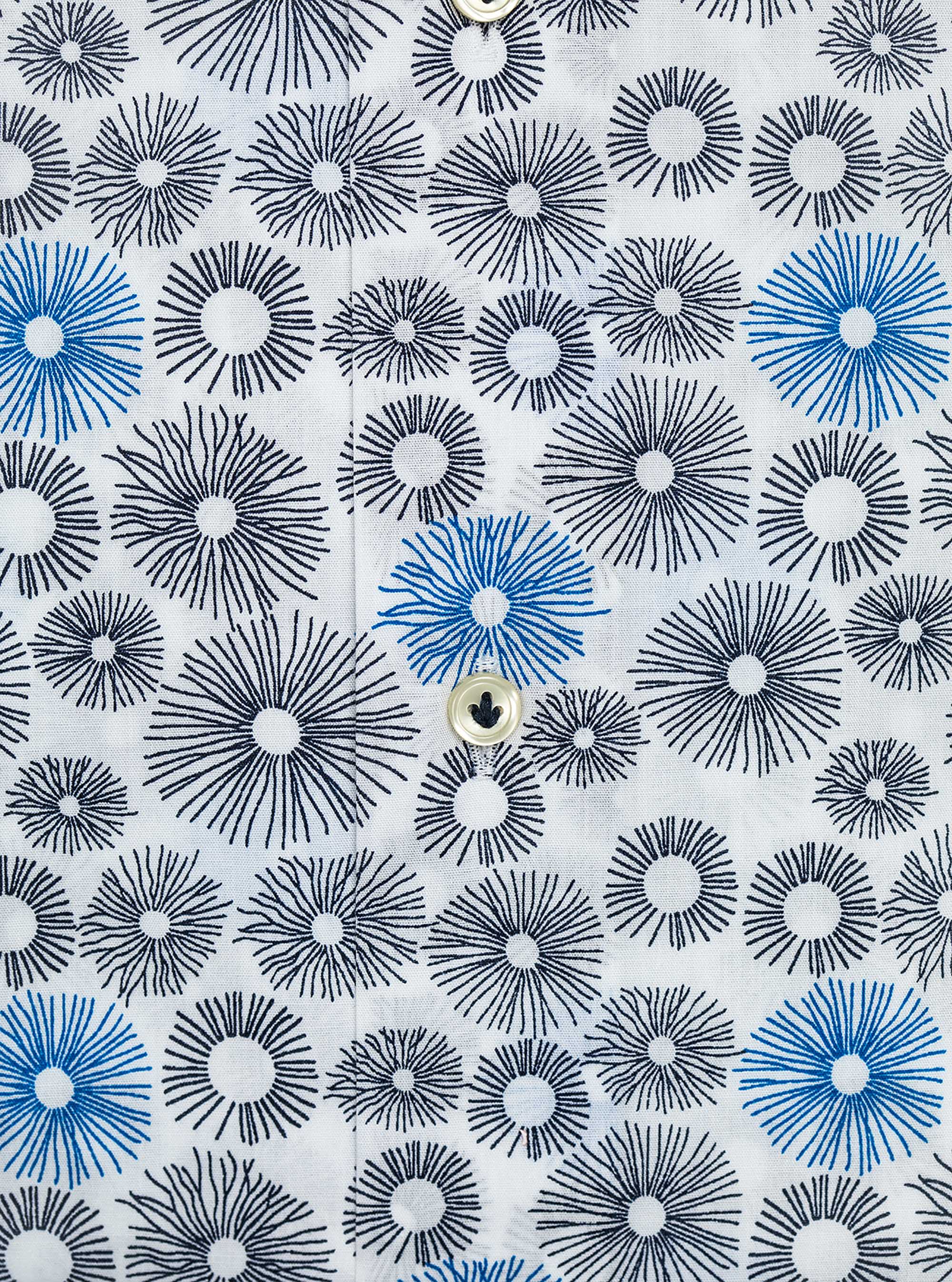 Camicia con collo francese stretch stampata, WHITE