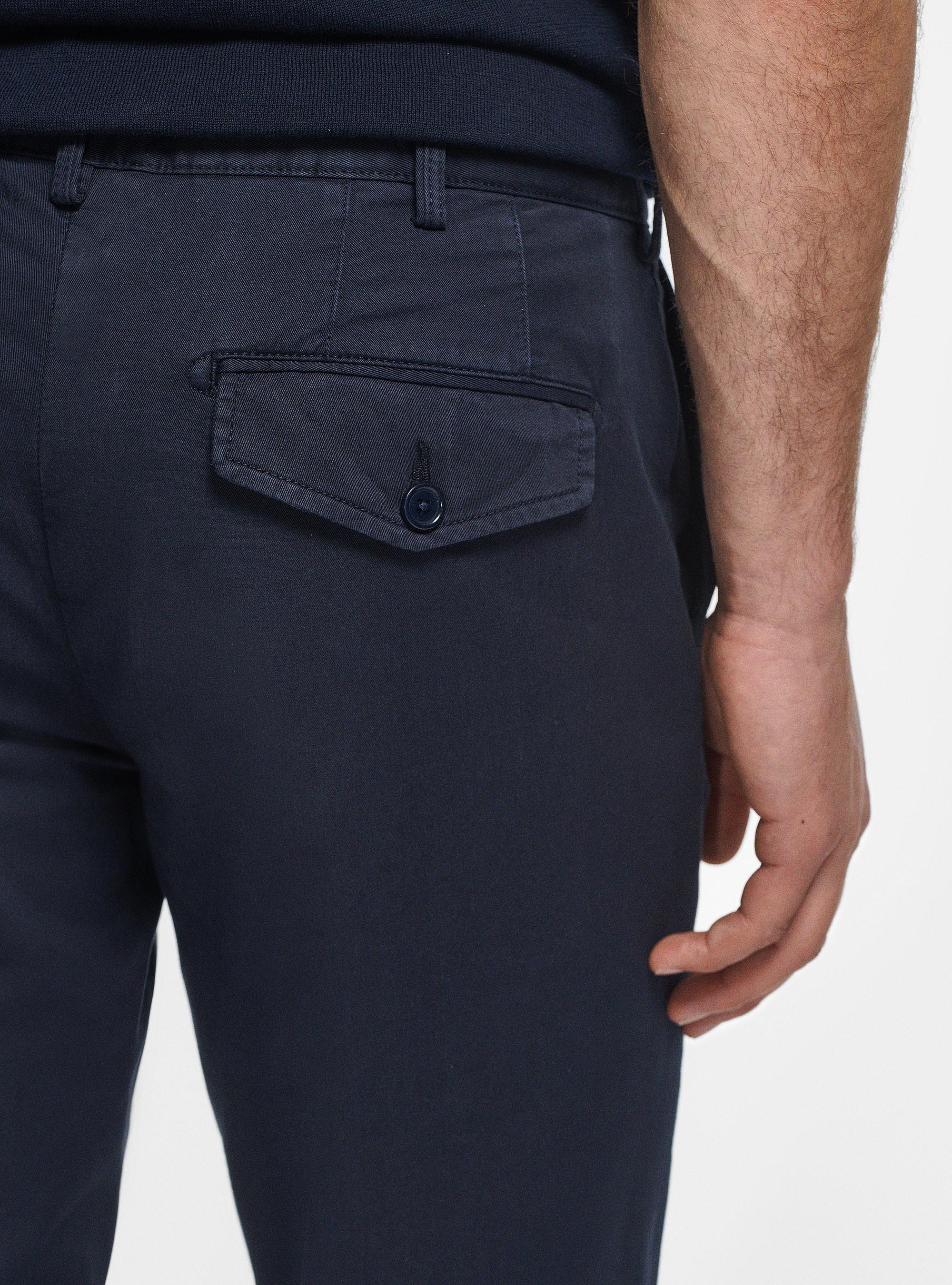 Pantaloni slim fit in twill stretch, BLU NAVY