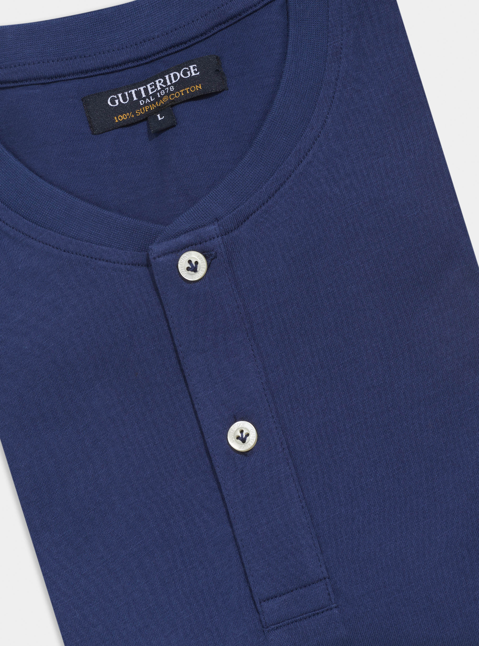 Camiseta Serafino en 100% algodón jersey supima, AZUL MEDIO