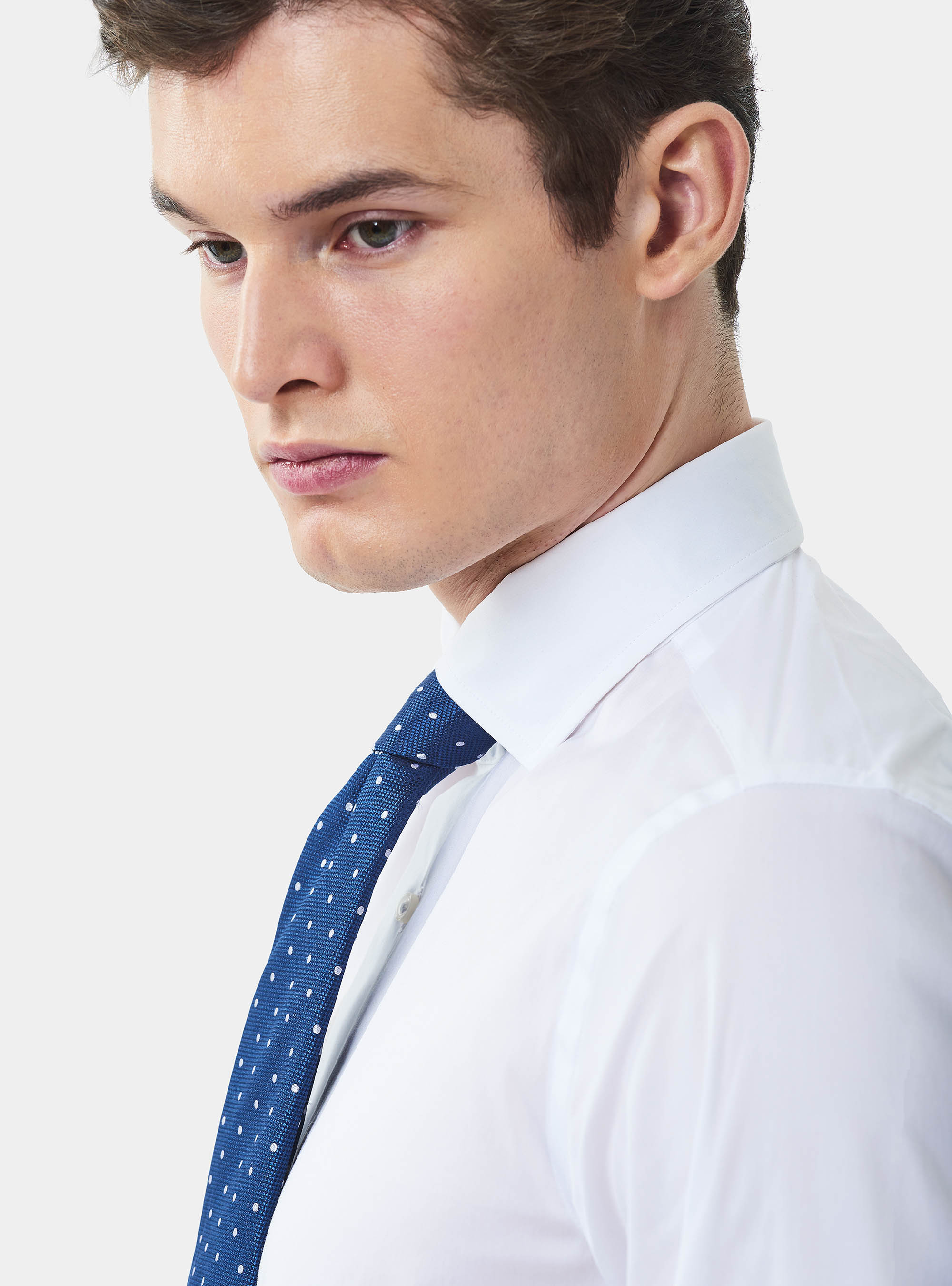 Super slim Fit Hemd aus Stretch-Baumwollpopeline, BIANCO 0099C