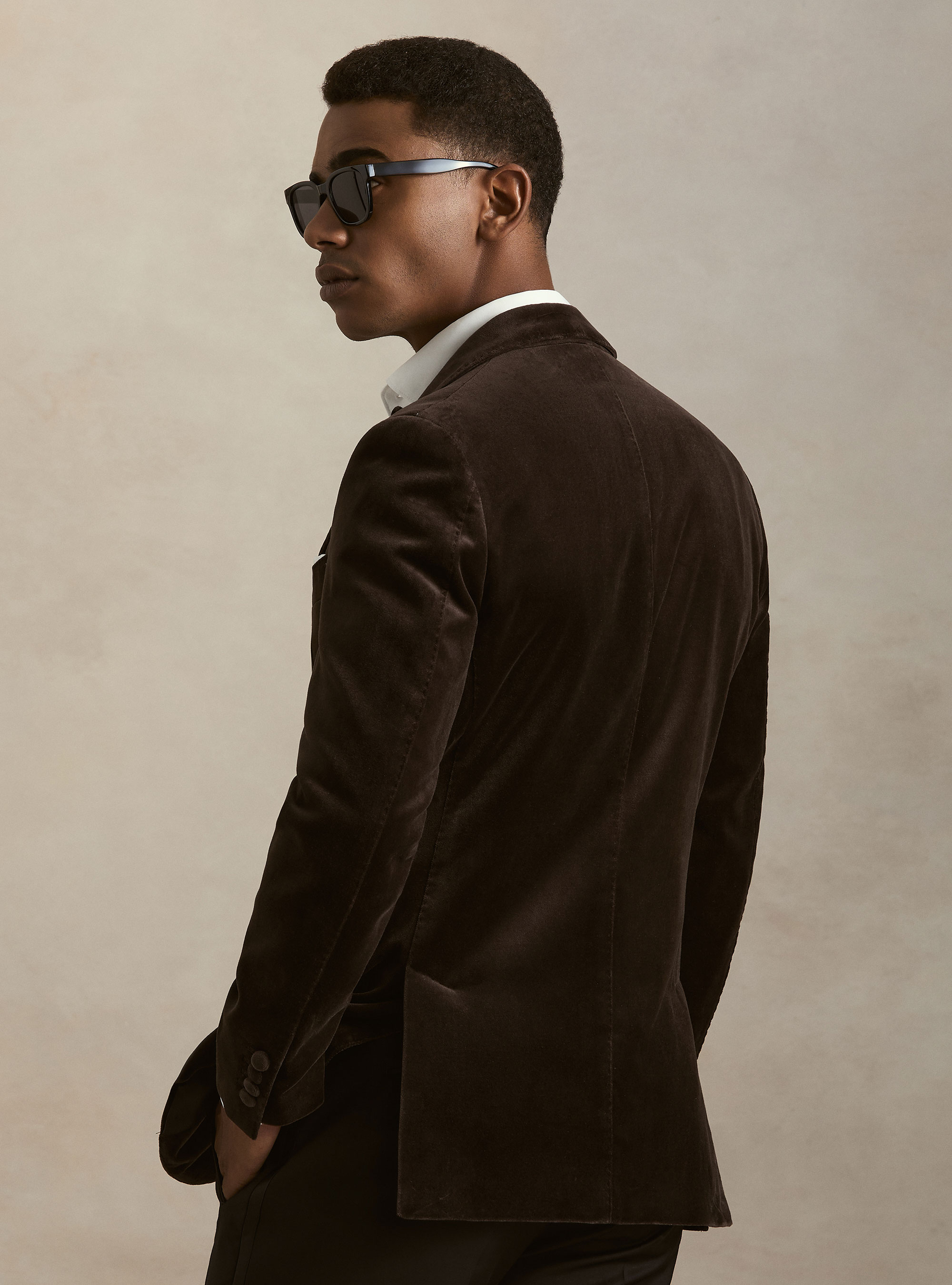 Tuxedo blazer for a velvet suit, BROWN
