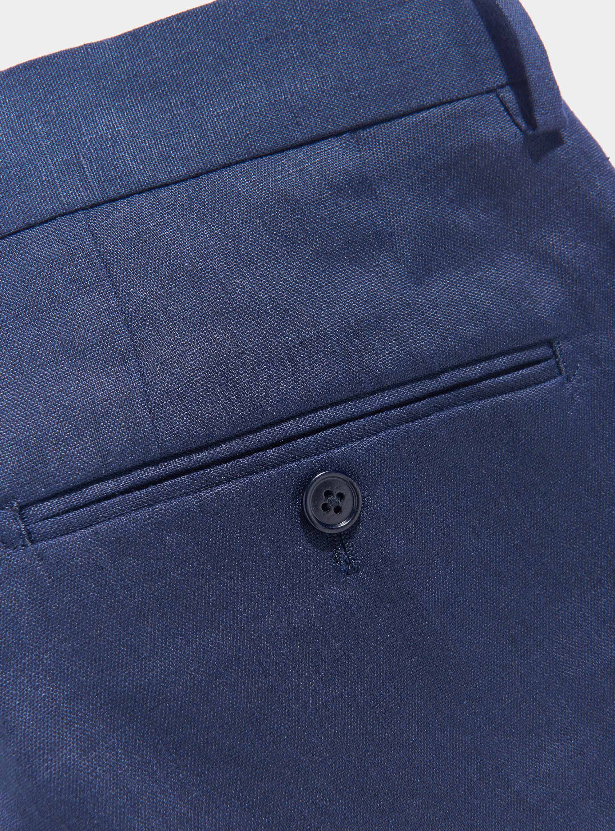 Pantaloni per abito in puro lino, BLU NAVY