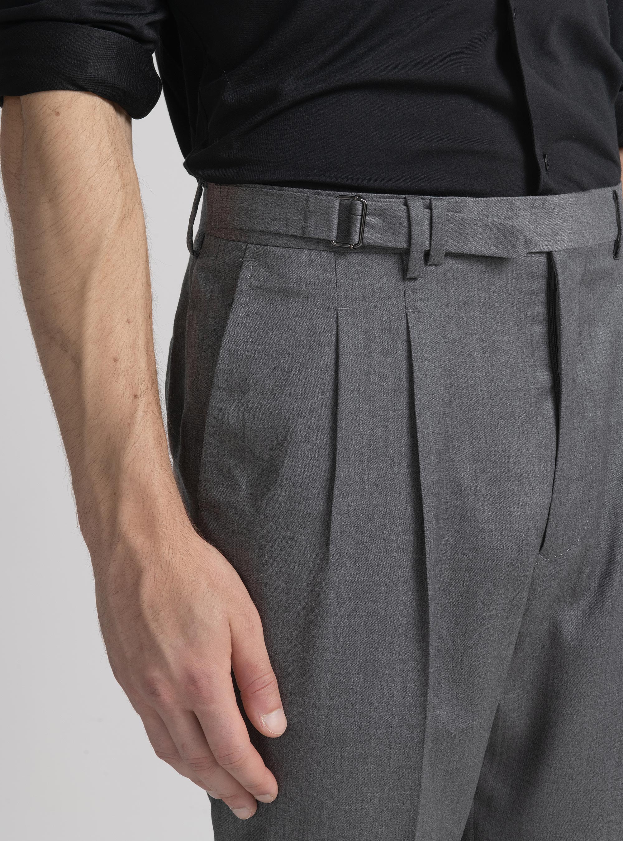 Pantaloni doppia pince in pura lana Reda, GRIGIO CHIARO