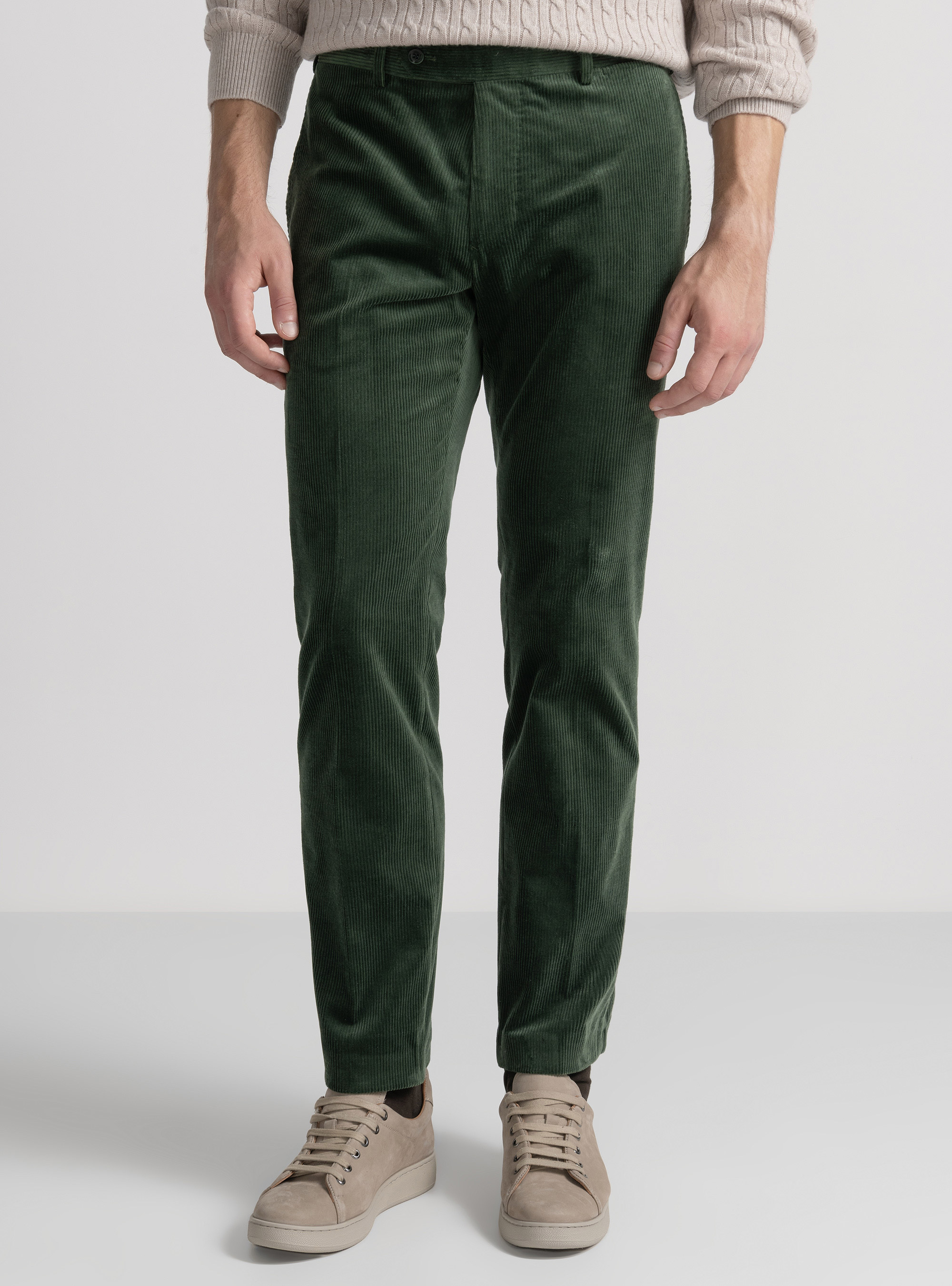 Pantalón de terciopelo elástico Duca Visconti di Modrone, VERDE