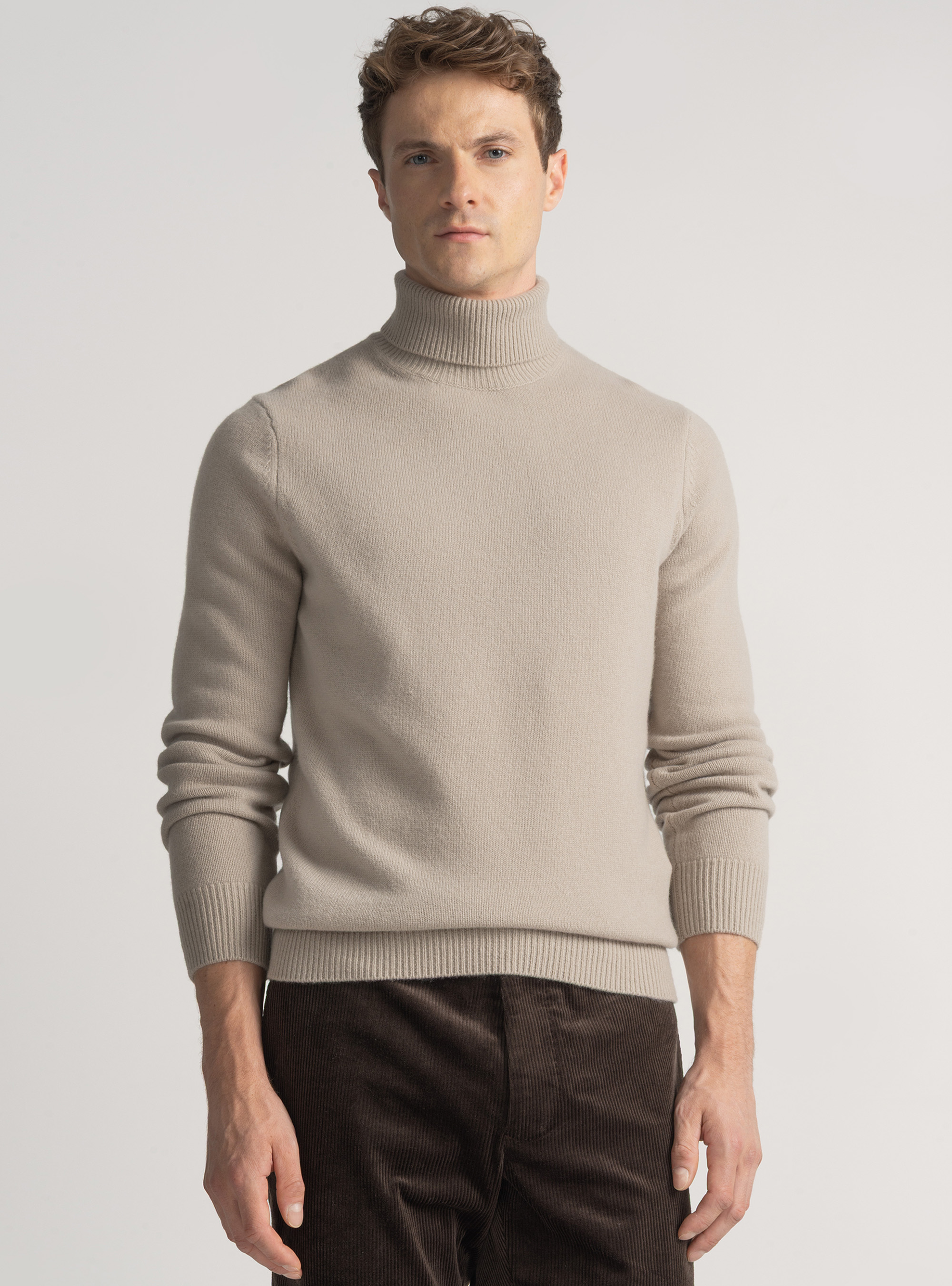 Merino wool turtleneck sweater, SAND